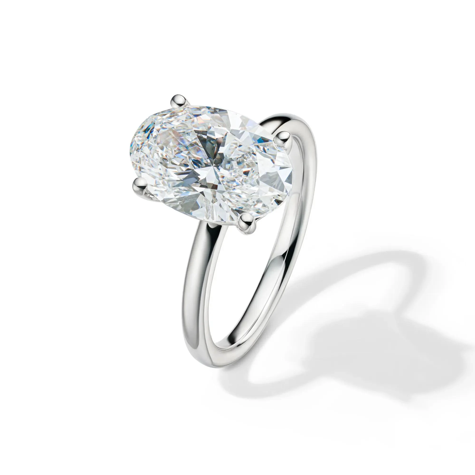 Lab Grown Diamond Oval Solitaire Engagement Ring Platinum (4 CT.) White Size 8.5 2mm - Image 4