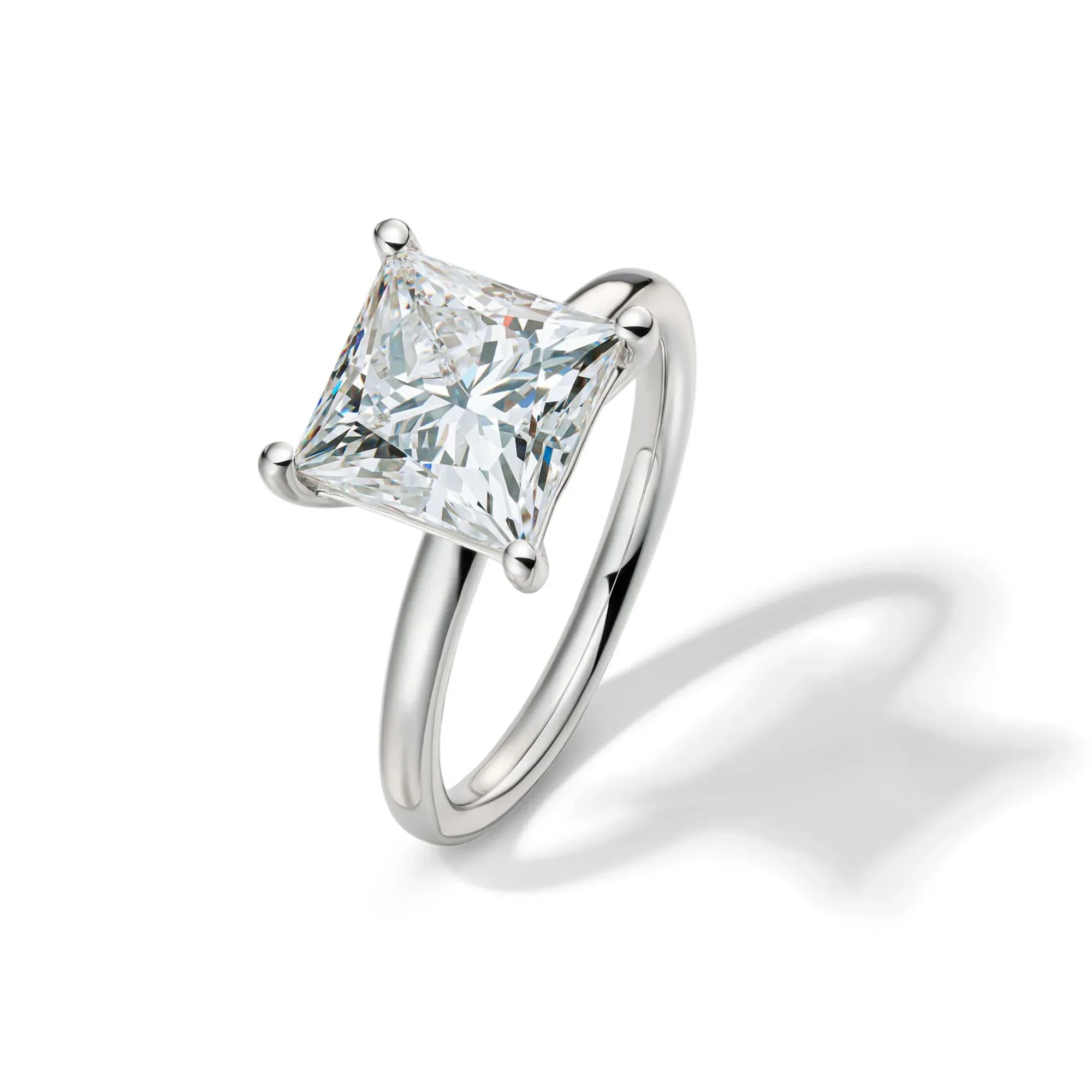 Lab Grown Diamond Princess-Cut Solitaire Engagement Ring Platinum (4 CT.) White Size 10 2mm - Image 4