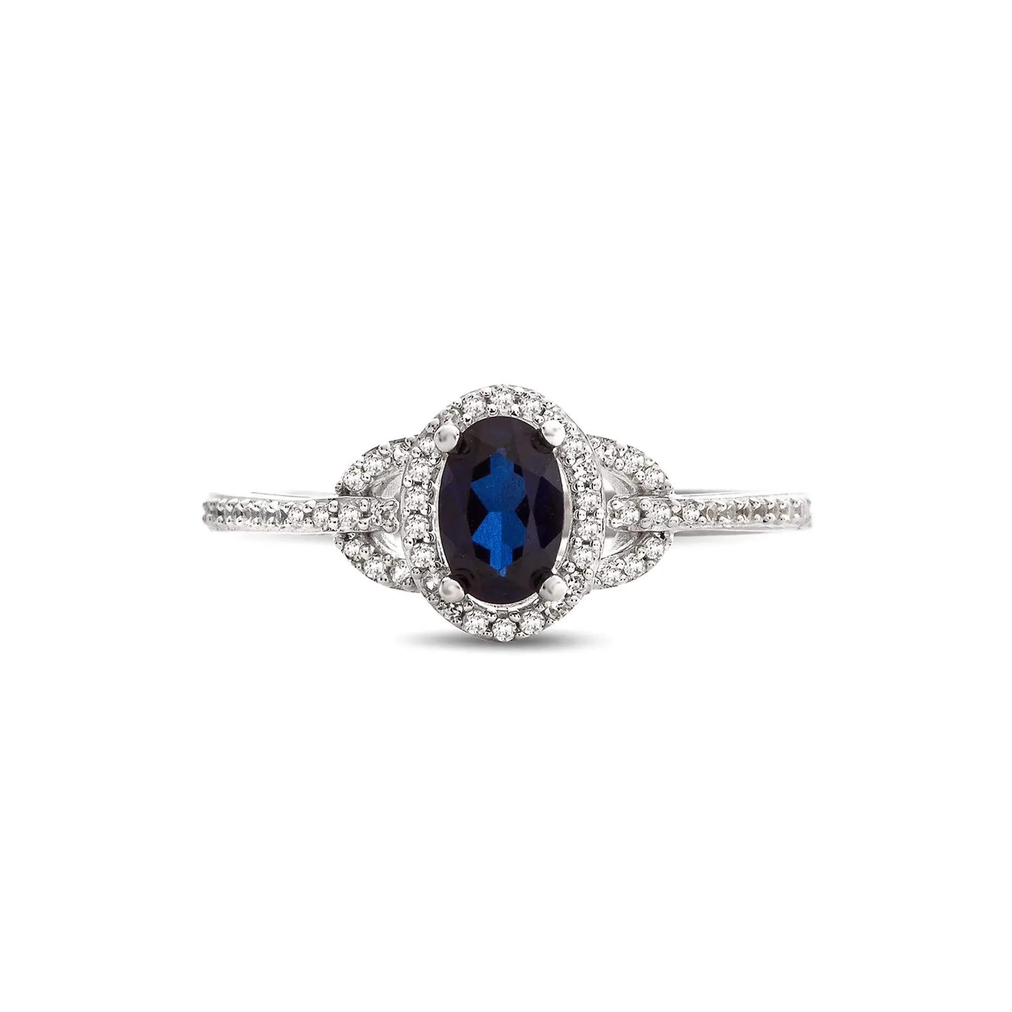 1/7 CT. Tw. Sapphire & Diamond Ring 10K White Gold Size 6.5