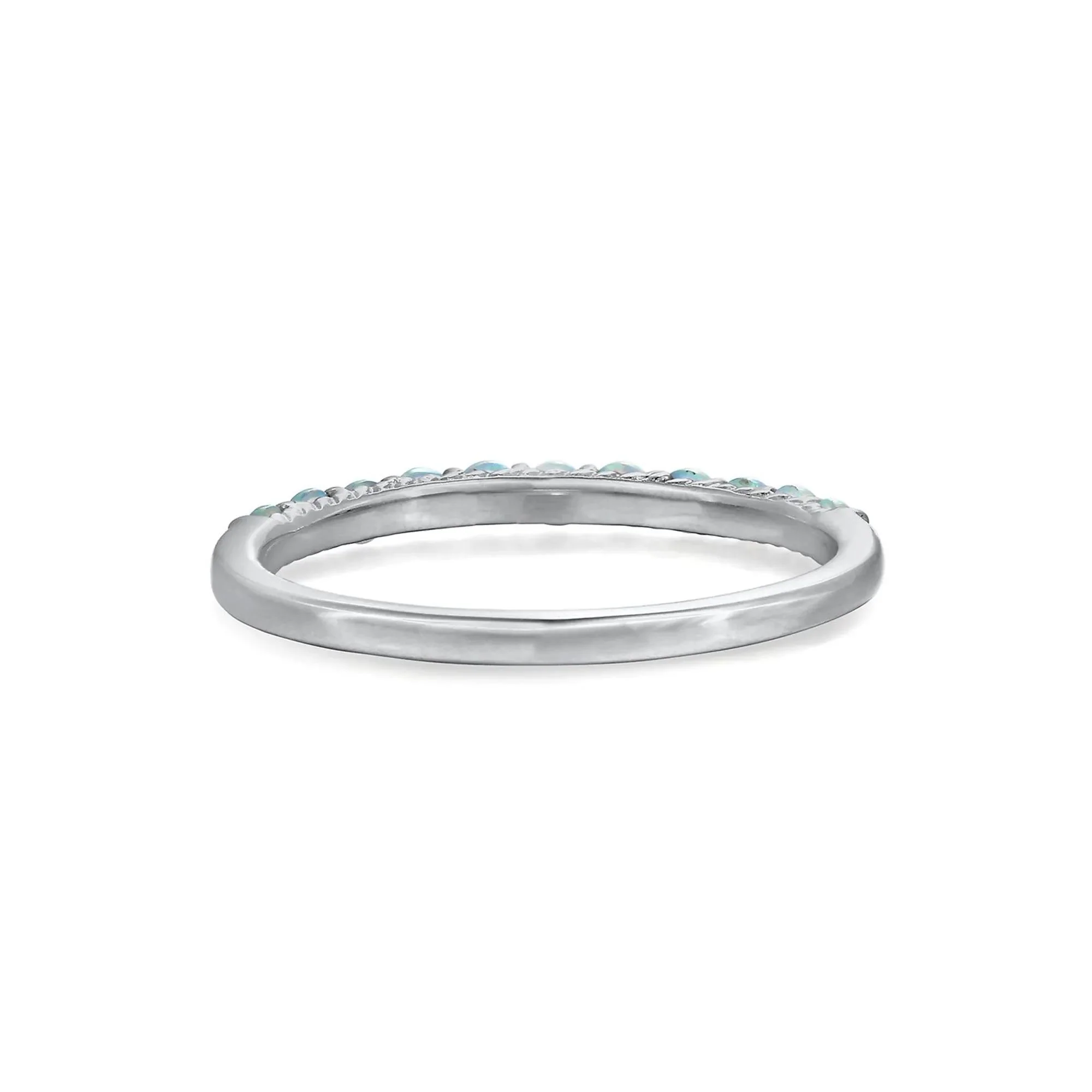 Lab Created Opal Stack Ring .925 Sterling Silver White Size 6 - Image 4