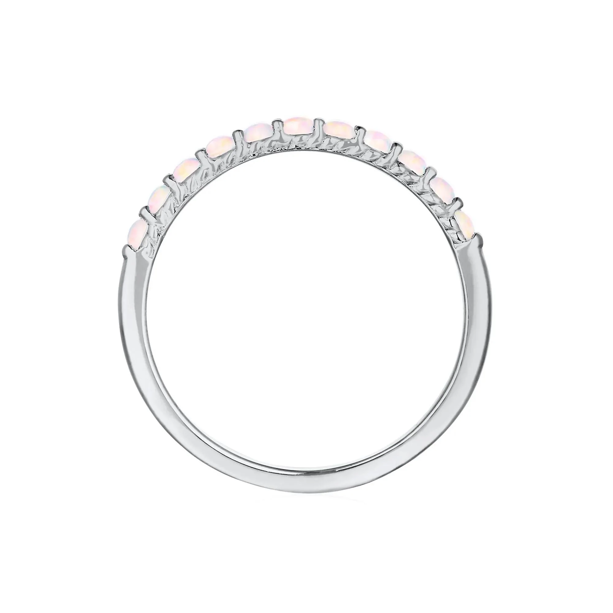 Lab Created Opal Stack Ring .925 Sterling Silver White Size 7 - Image 2
