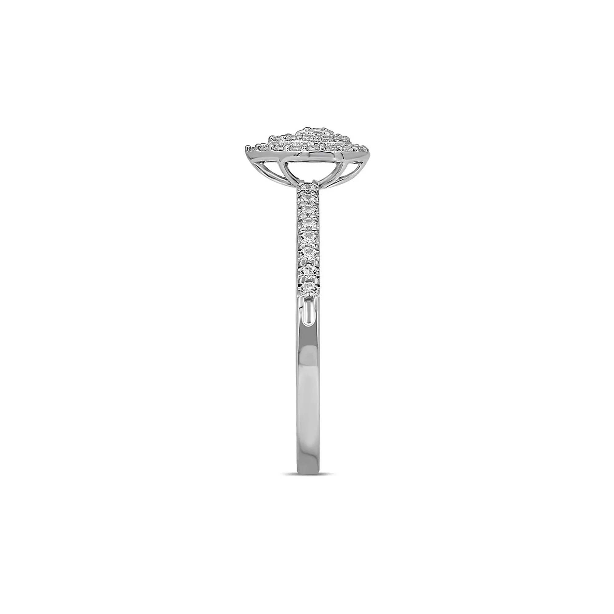 1/4 CT. Tw. Diamond Halo Promise Ring 10K White Gold Round Brilliant Cut Size 6 - Image 3