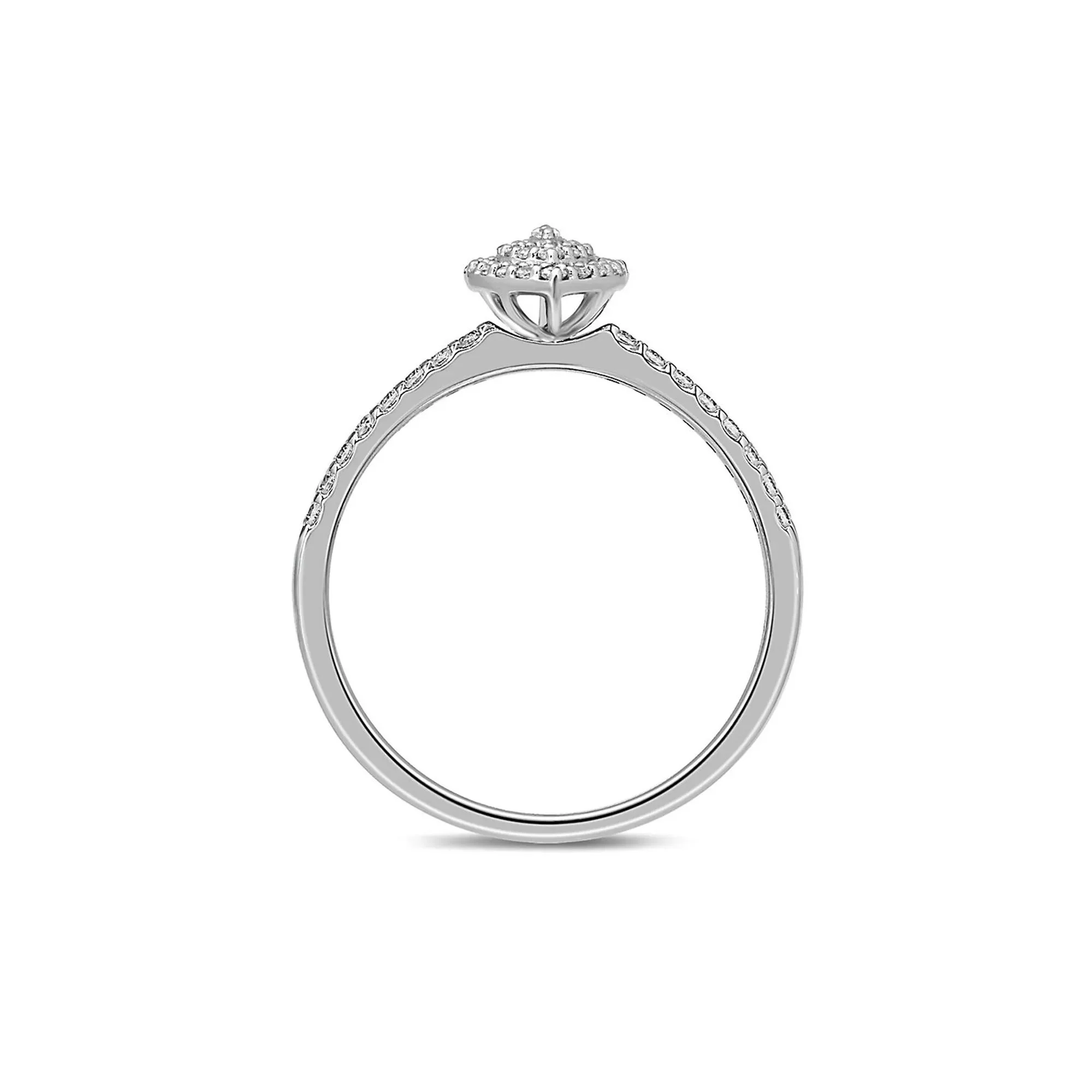 1/4 CT. Tw. Diamond Halo Promise Ring 10K White Gold Round Brilliant Cut Size 6.5 - Image 2