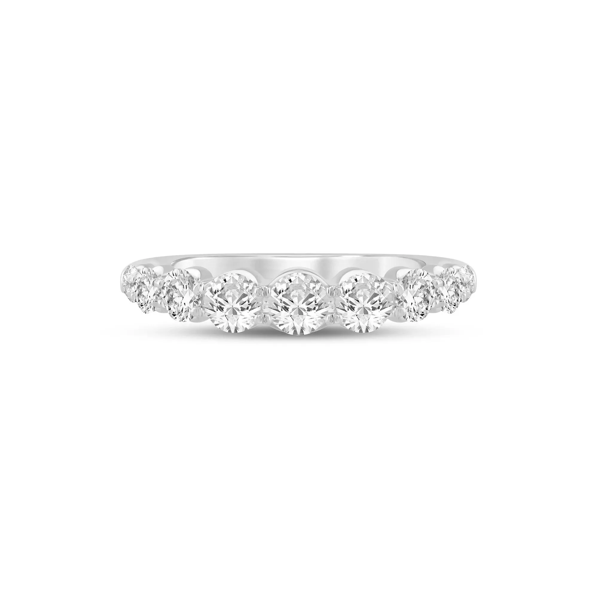 1 CT. Tw. Lab Grown Diamond Shared-Prong Band Ring 14K White Gold Round Brilliant Cut Size 9 1mm