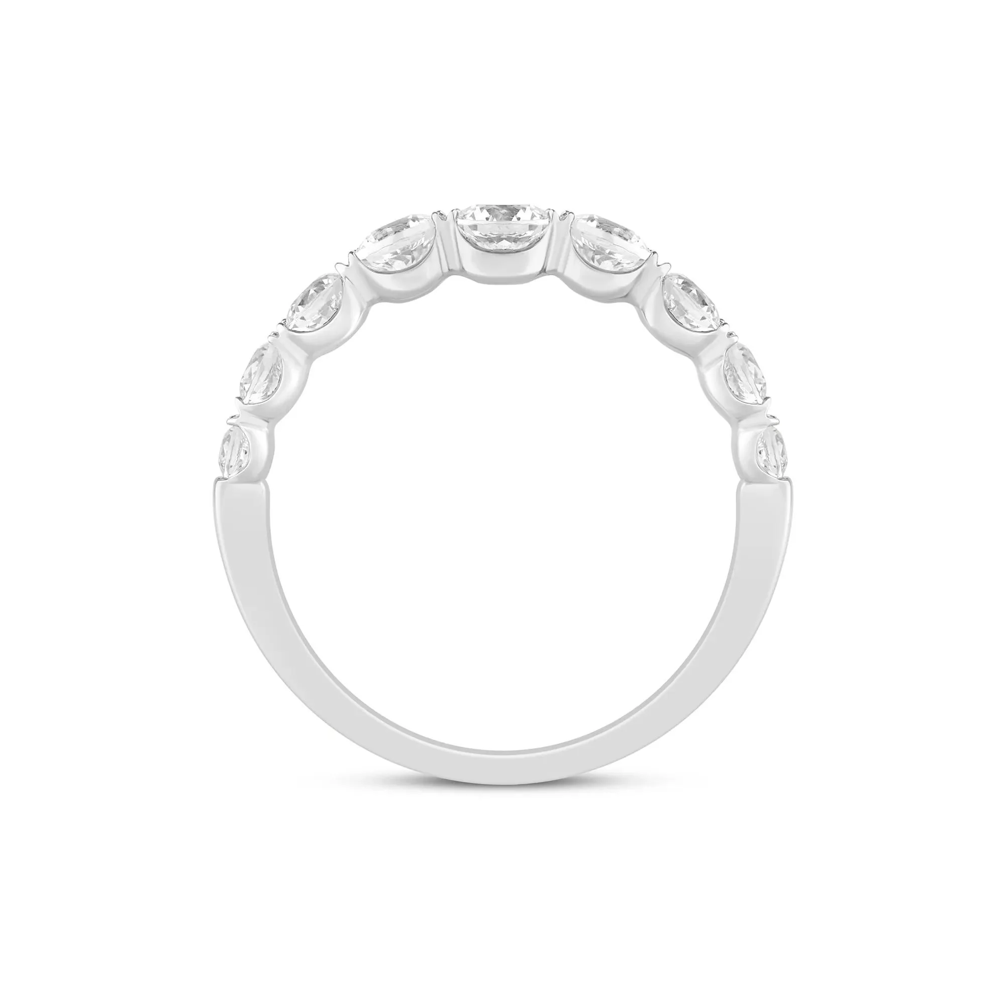 1 CT. Tw. Lab Grown Diamond Shared-Prong Band Ring 14K White Gold Round Brilliant Cut Size 9.5 1mm - Image 2
