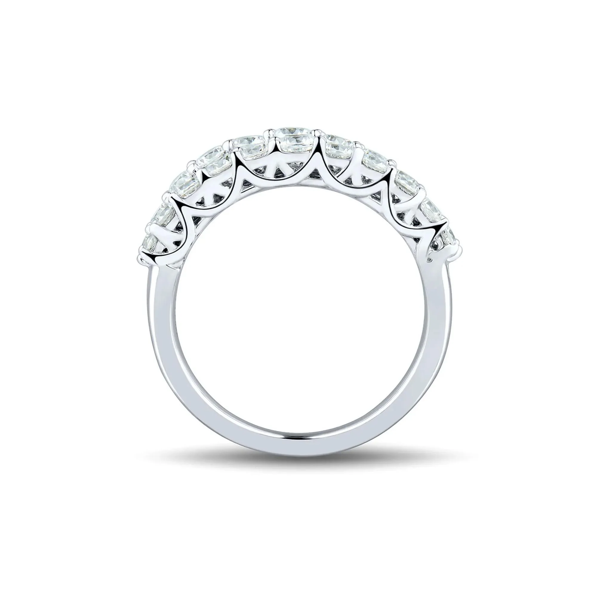 2 CT. Tw. Lab Grown Diamond Three-Row Anniversary Band Ring 14K White Gold Round Brilliant Cut Size 7 1mm - Image 2