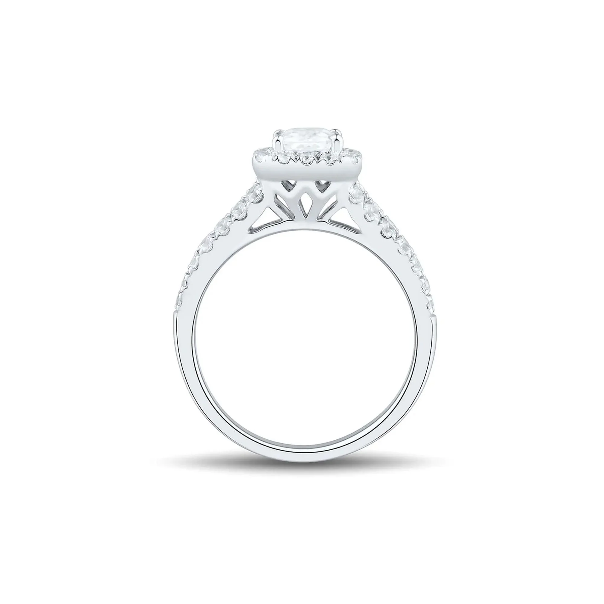2 CT. Tw. Lab Grown Diamond Halo Engagement Ring 14K White Gold Round Brilliant Cut Size 7.5 - Image 2