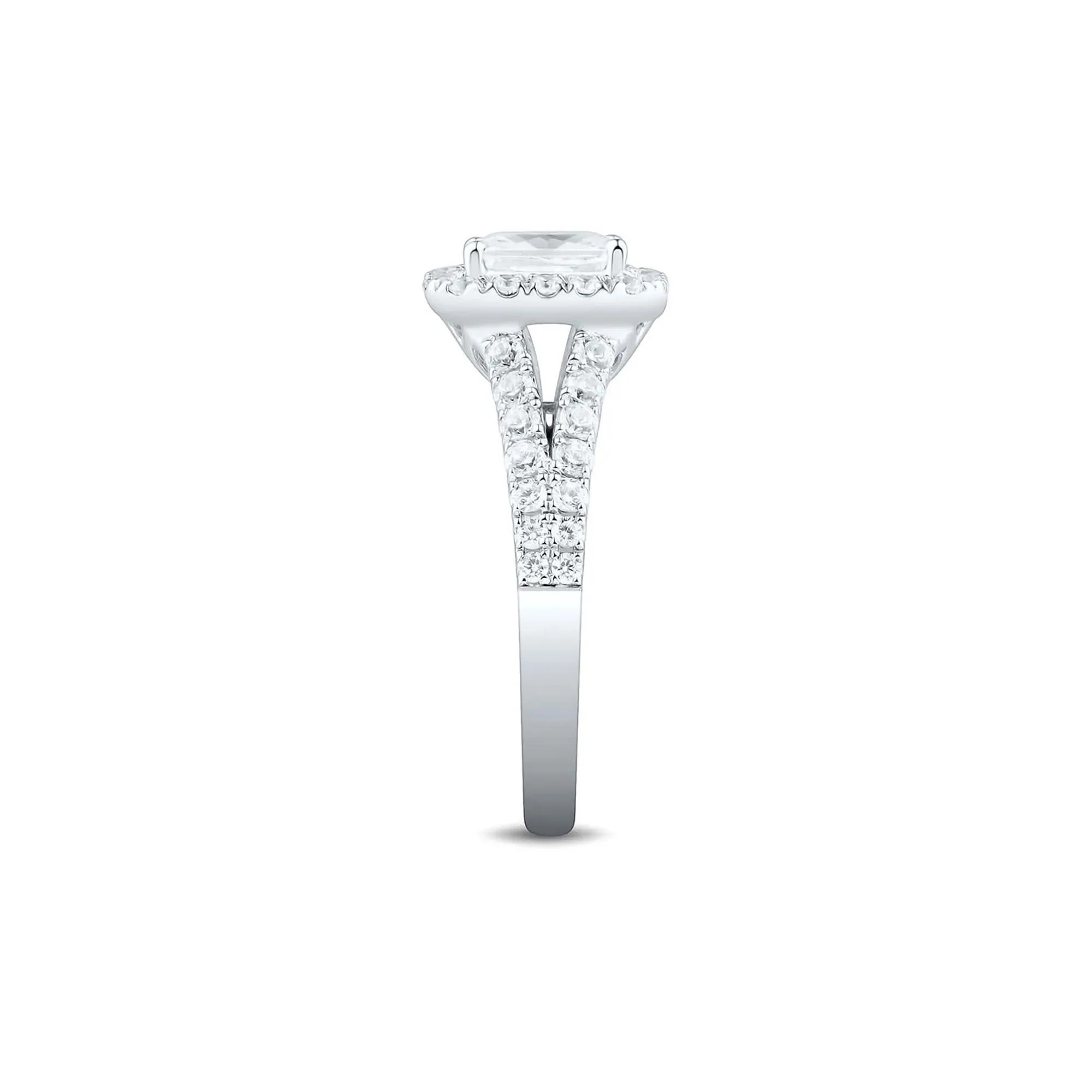 2 CT. Tw. Lab Grown Diamond Halo Engagement Ring 14K White Gold Round Brilliant Cut Size 9 - Image 3