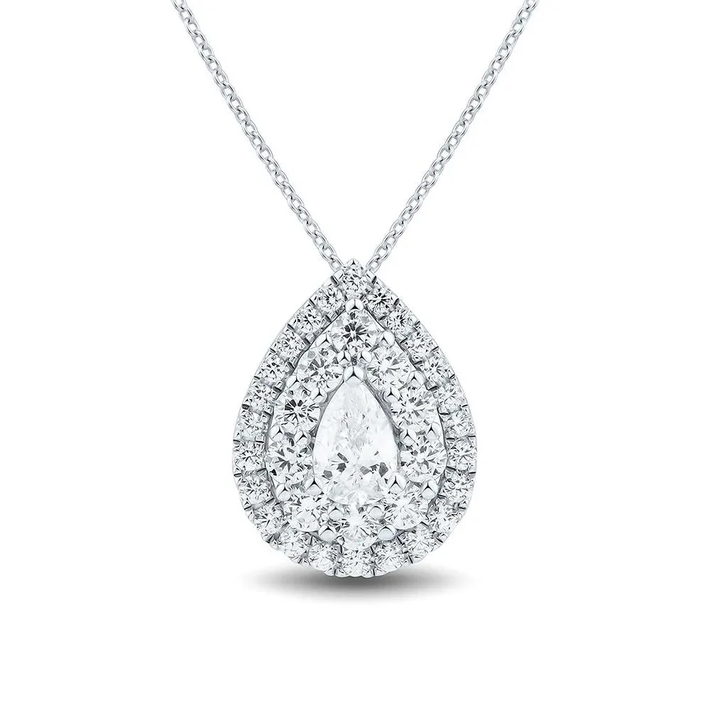 1/2 CT. Tw. Lab Grown Diamond Pendant Necklace 14K White Gold Size 18"