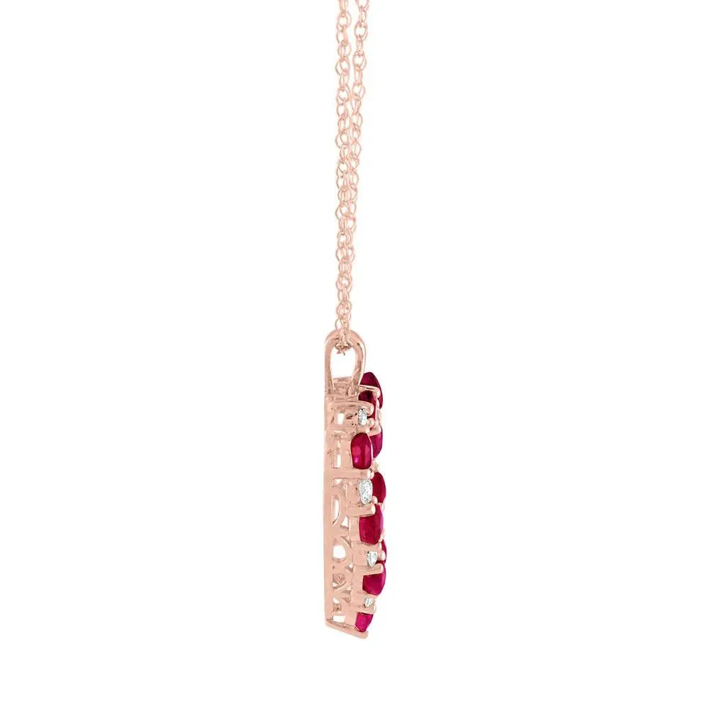 1/5 CT. Tw. Ruby & Diamond Heart Pendant Necklace 10K Rose Gold Size 18" - Image 3