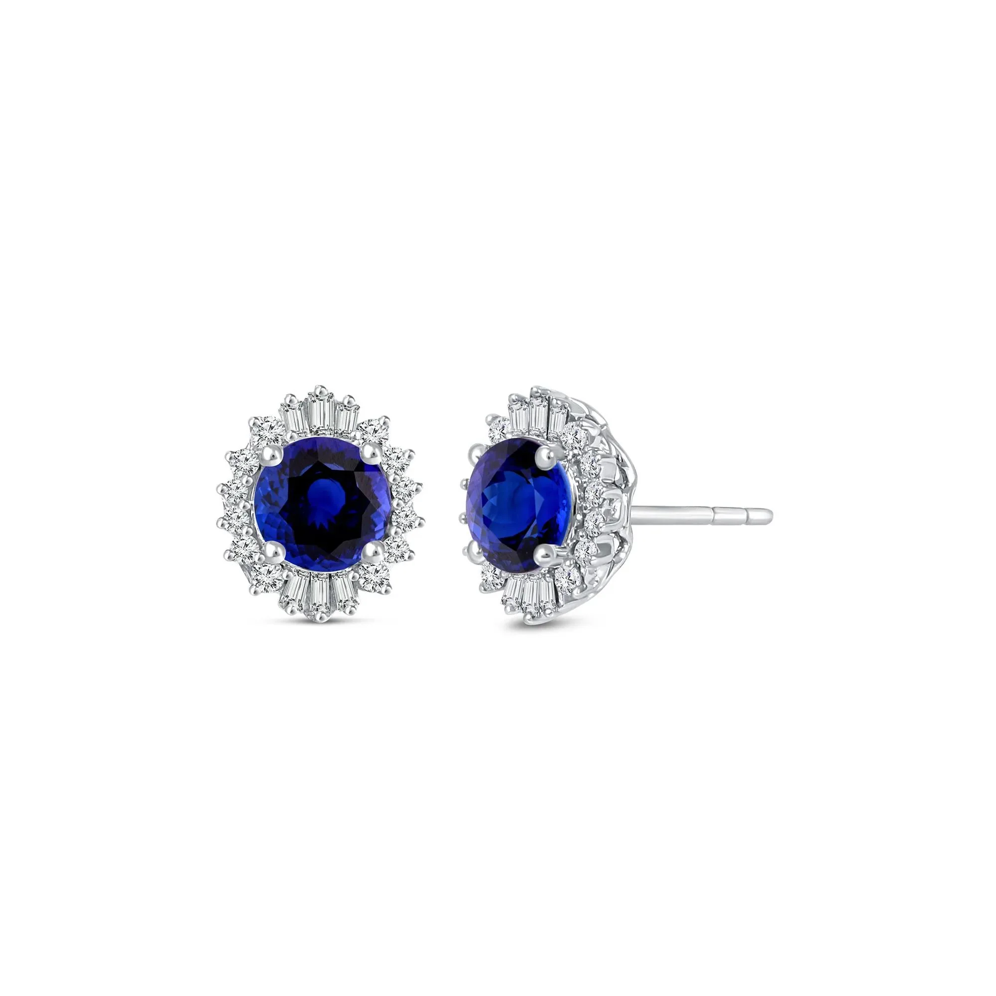 1/5 CT. Tw. Tanzanite & Diamond Halo Stud Earrings 10K White Gold Size 7.00mm - Image 2