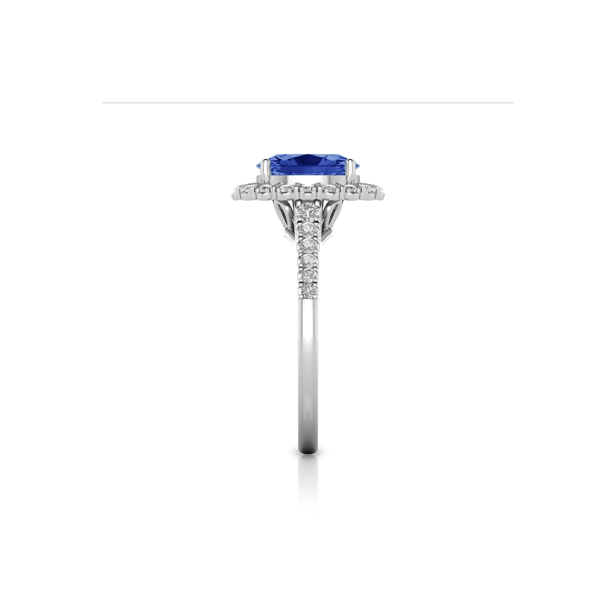 1/3 CT. Tw. Tanzanite & Diamond Halo Ring 14K White Gold Round Brilliant Cut Size 8 - Image 3