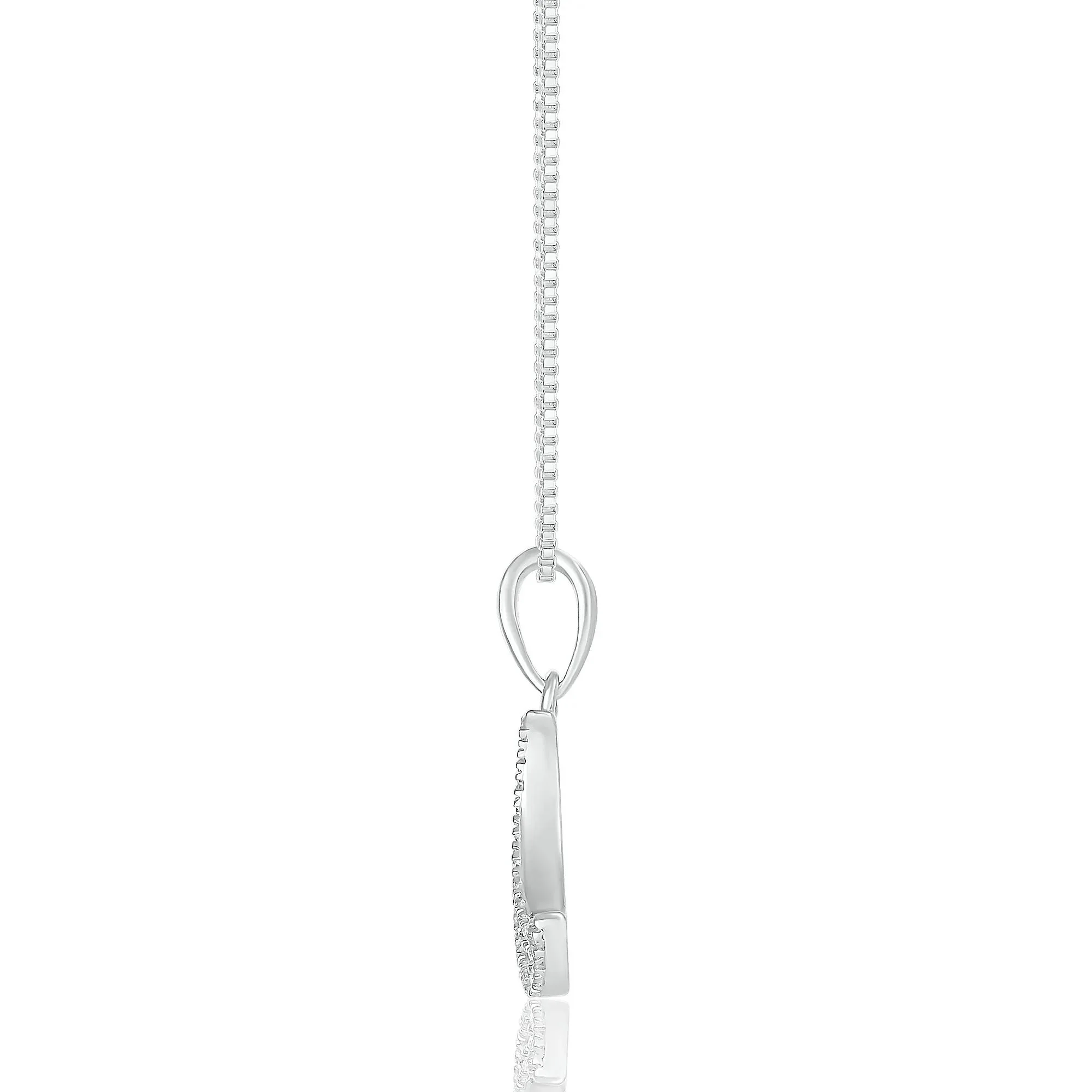 1/10 CT. Tw. Diamond Moon Pendant Necklace .925 Sterling Silver White Size 18" - Image 2
