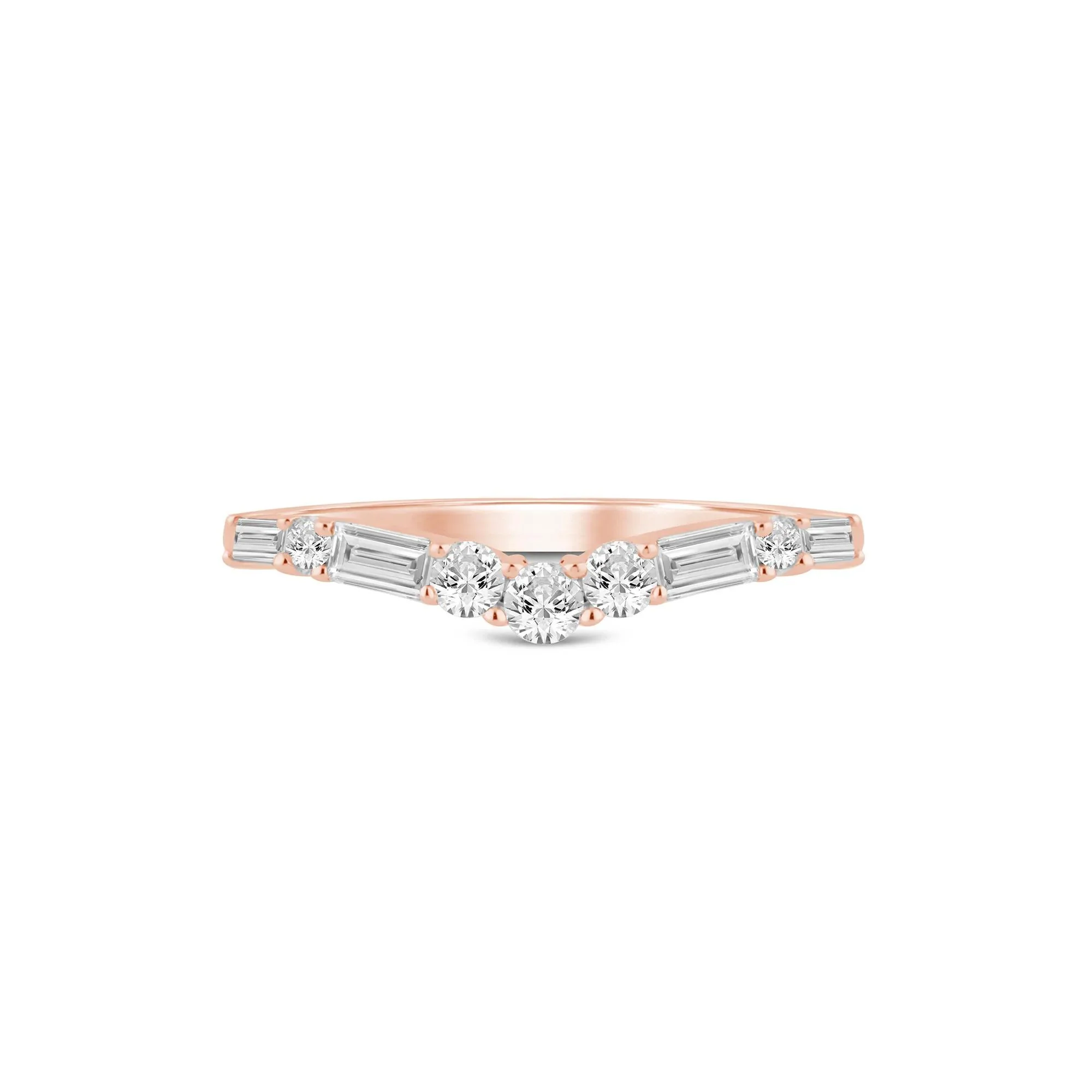 1/3 CT. Tw. Lab Grown Diamond Contour Band Ring 14K Rose Gold Size 5.5
