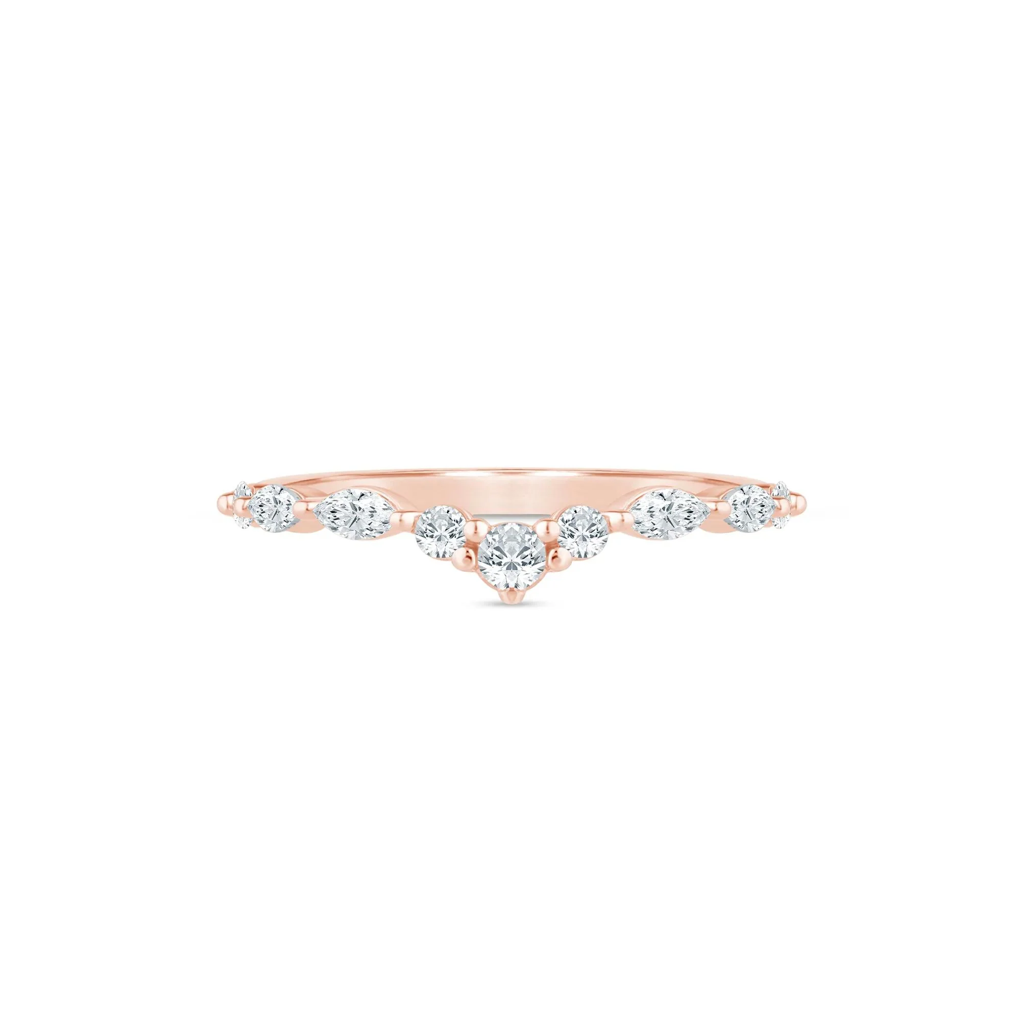 3/8 CT. Tw. Lab Grown Diamond Round and Marquise Contour Band Ring 14K Rose Gold Size 5 1.5mm