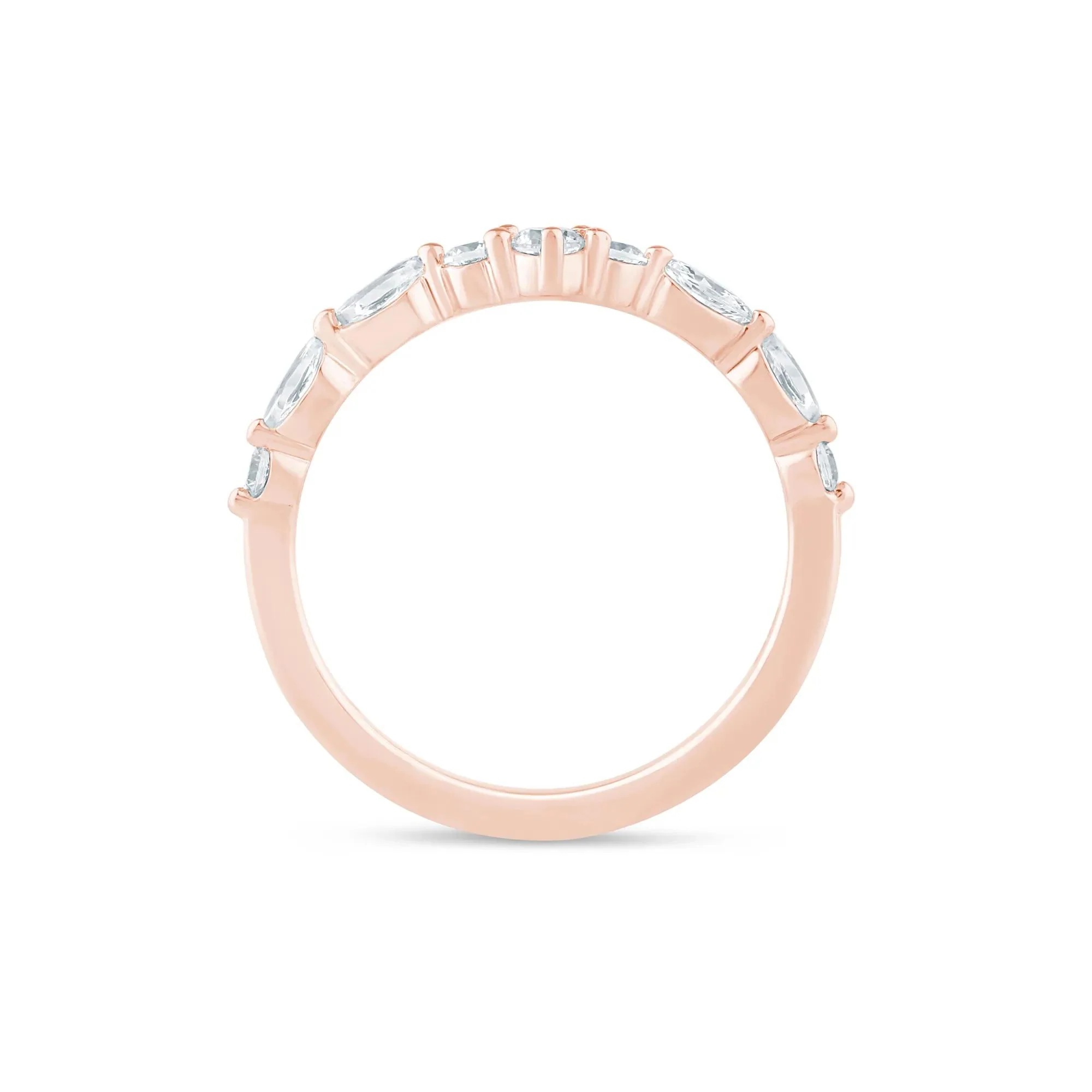 3/8 CT. Tw. Lab Grown Diamond Round and Marquise Contour Band Ring 14K Rose Gold Size 5.5 1.5mm - Image 2