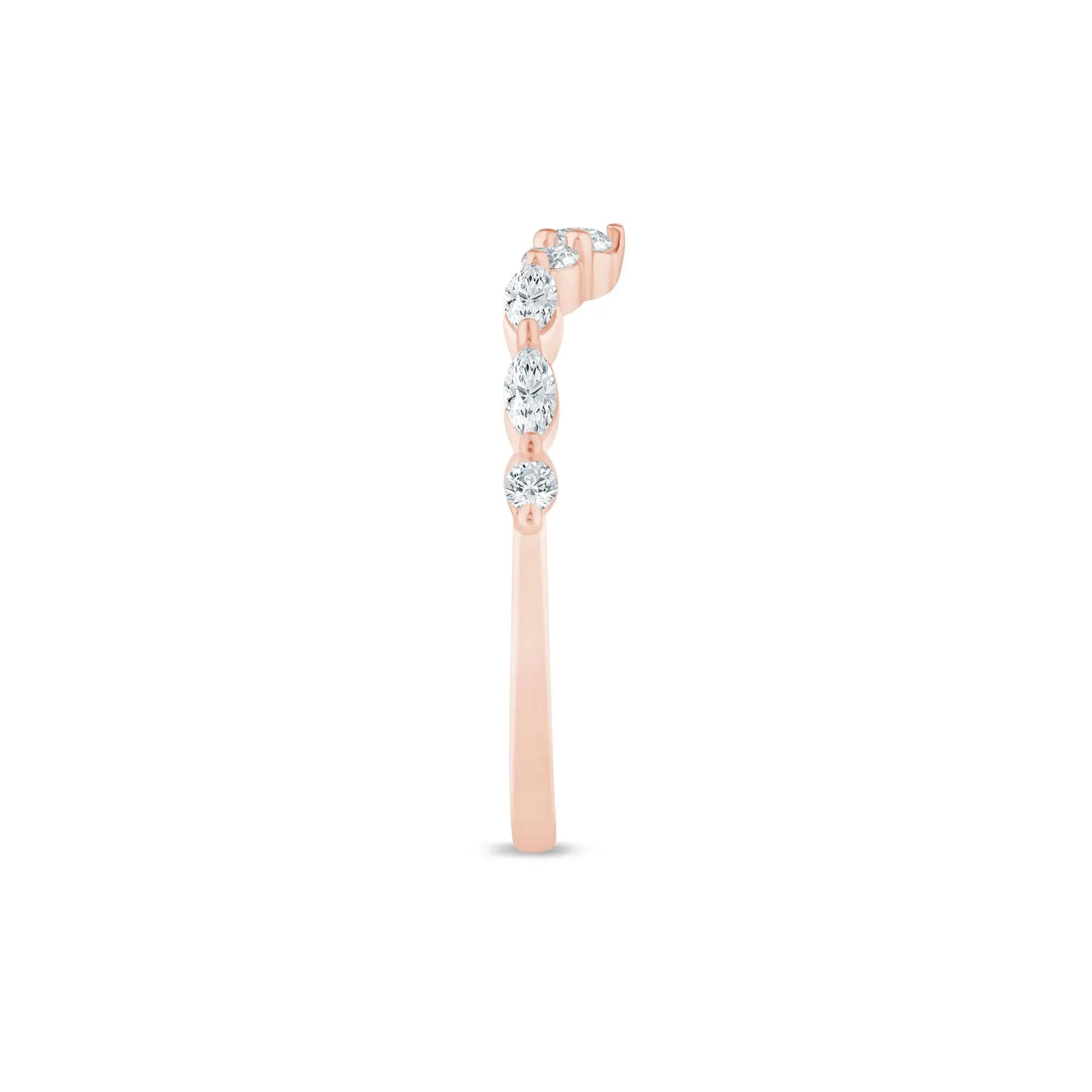 3/8 CT. Tw. Lab Grown Diamond Round and Marquise Contour Band Ring 14K Rose Gold Size 7.5 1.5mm - Image 3