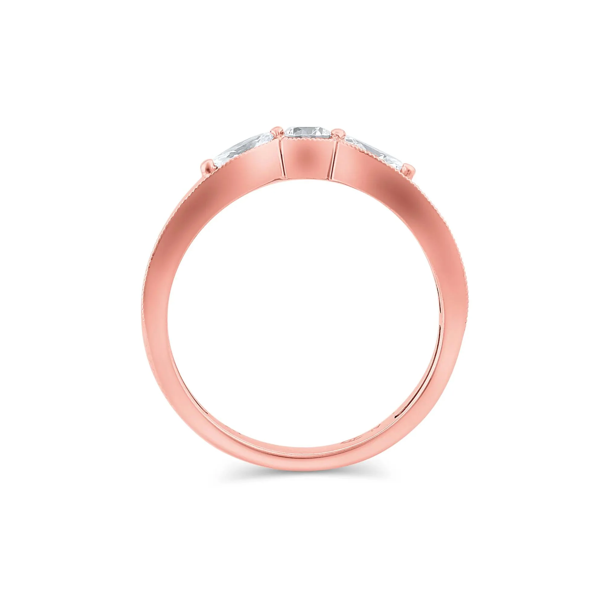 1/2 CT. Tw. Lab Grown Diamond Contour Band Ring 14K Rose Gold Round Brilliant Cut Size 5 - Image 2