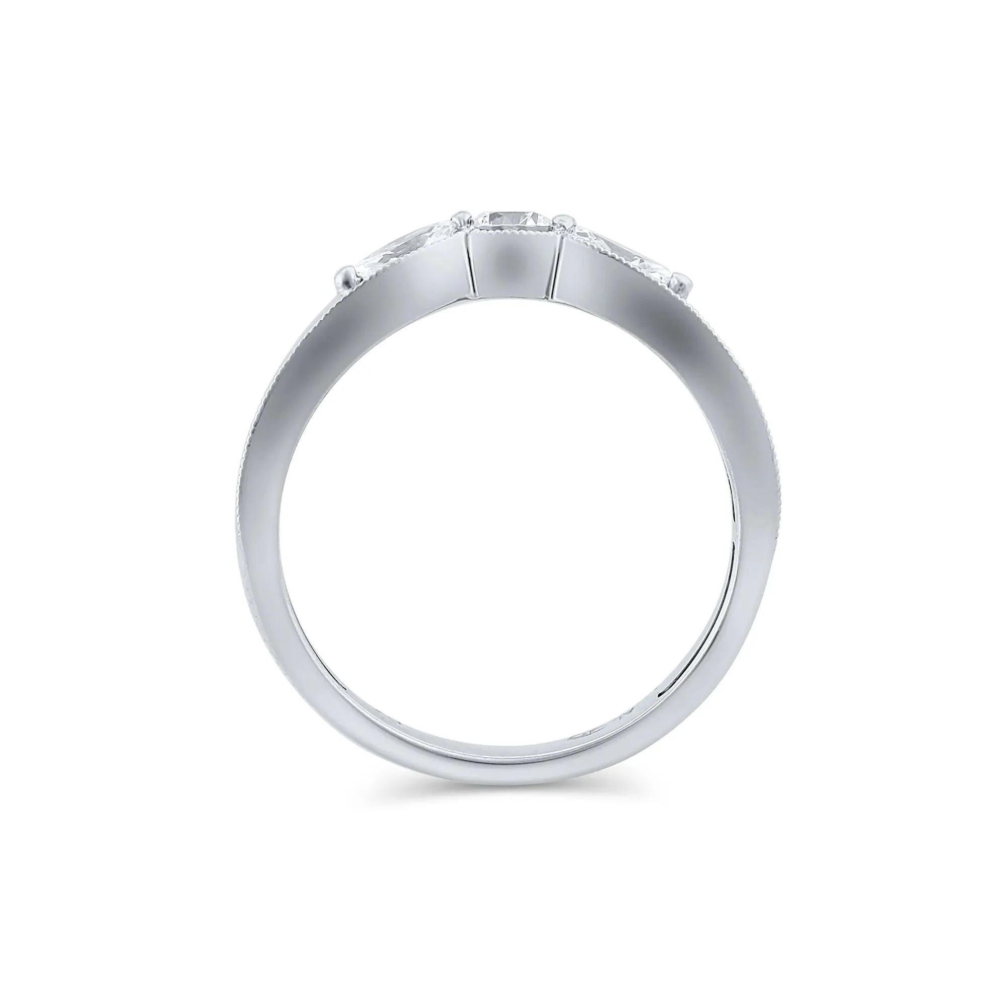 1/2 CT. Tw. Lab Grown Diamond Contour Band Ring 14K White Gold Round Brilliant Cut Size 6.5 - Image 2