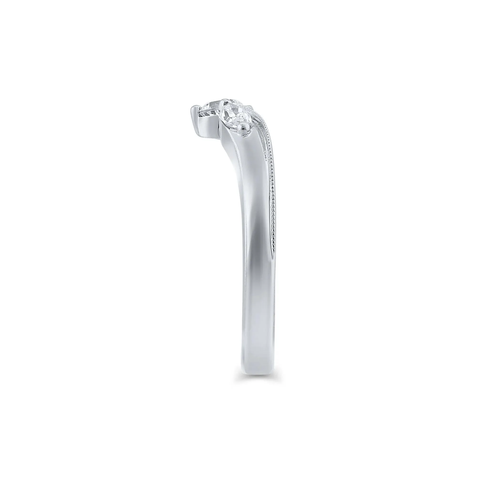 1/2 CT. Tw. Lab Grown Diamond Contour Band Ring 14K White Gold Round Brilliant Cut Size 7.5 - Image 3