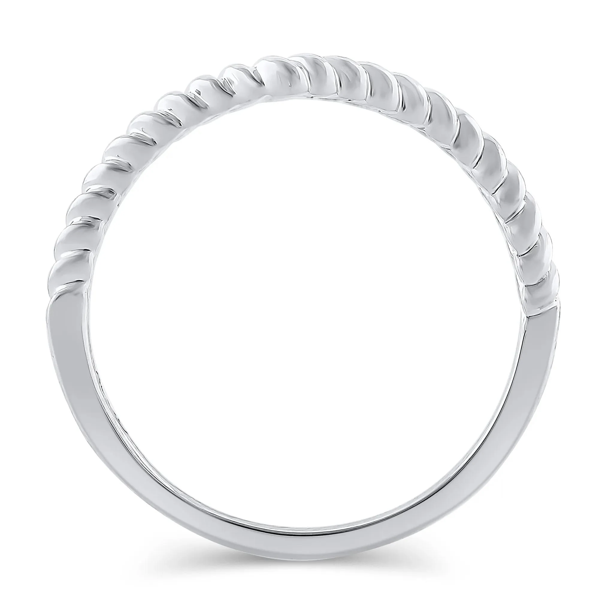 Chevron Twist Band Ring 14K White Gold Size 5.5mm - Image 2