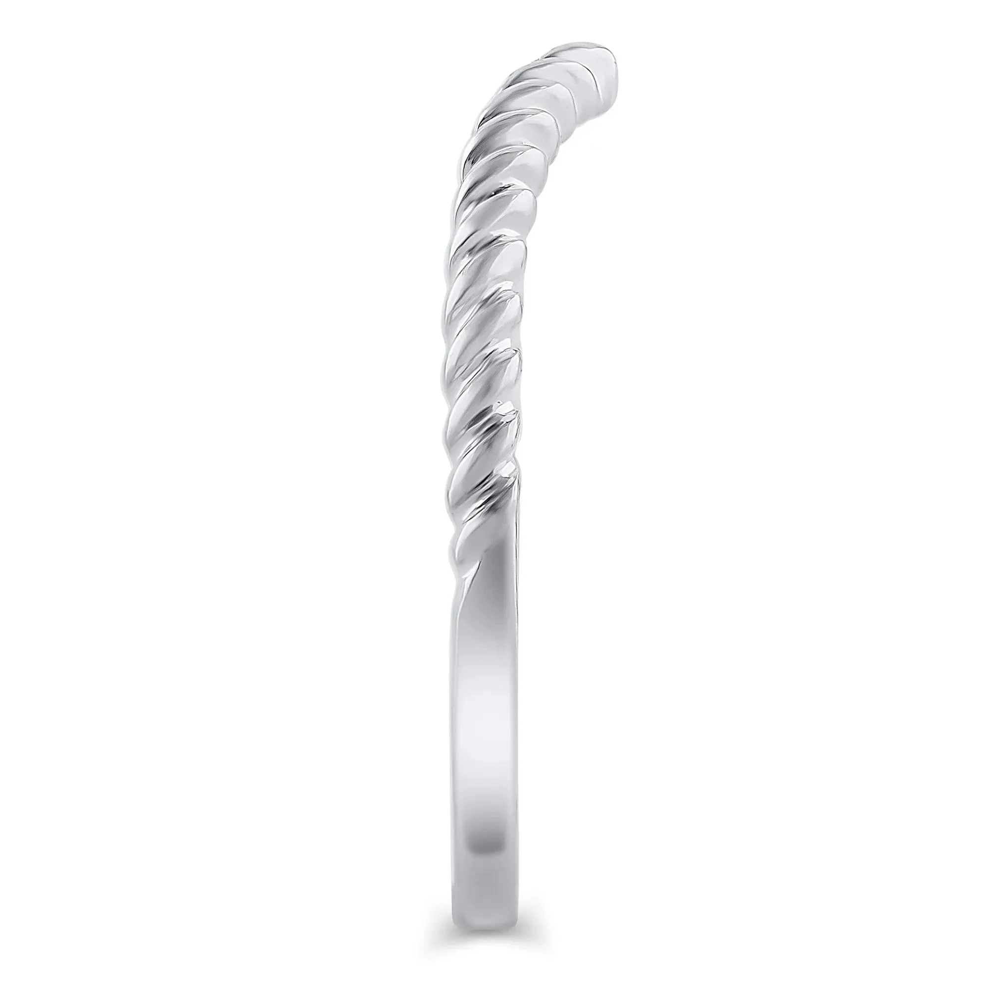 Chevron Twist Band Ring 14K White Gold Size 5.5mm - Image 3