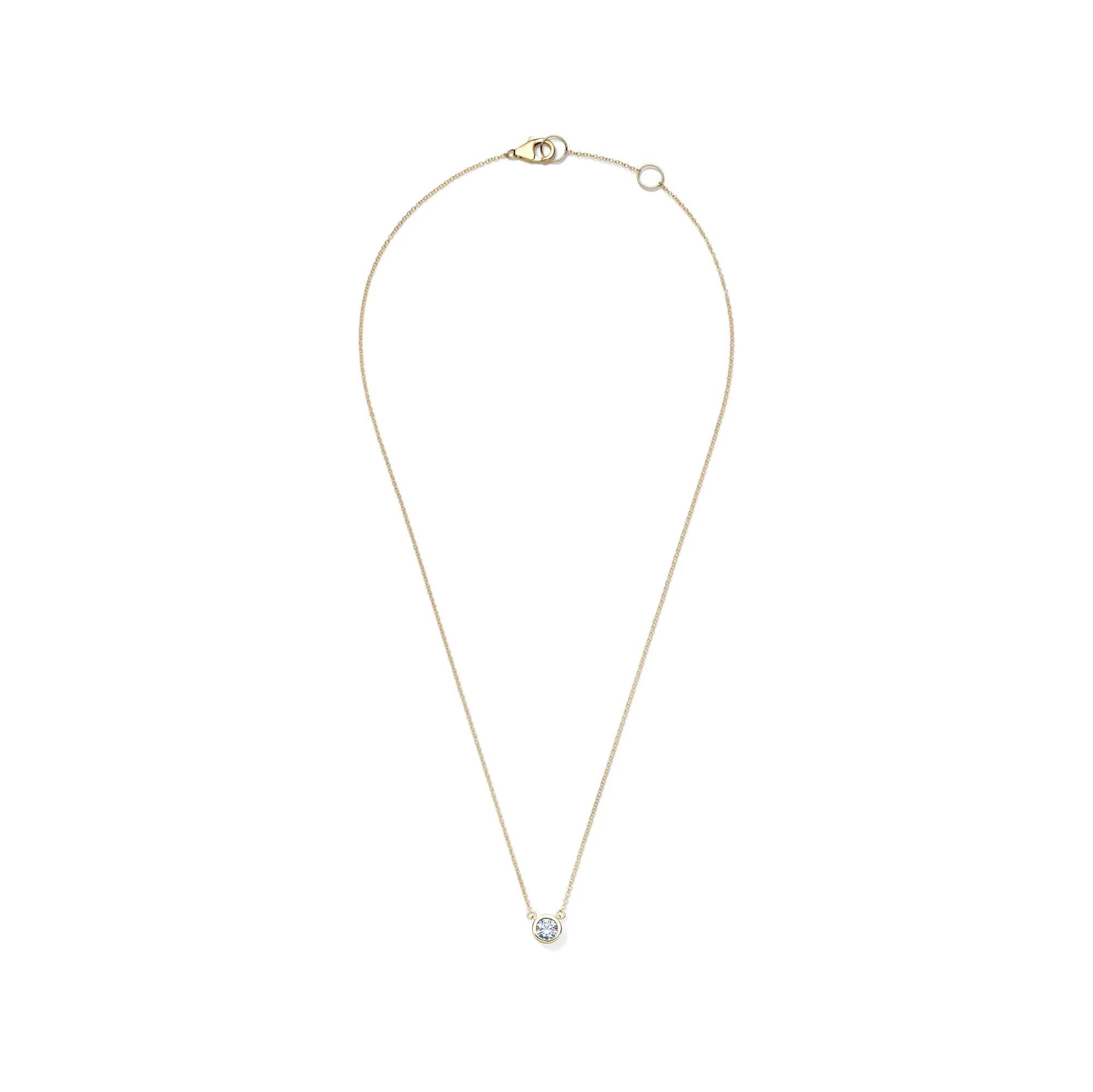 1/2 CT. Tw. Lab Grown Diamond Bezel-Set Solitaire Pendant Necklace 14K Yellow Gold Size 17" - Image 2