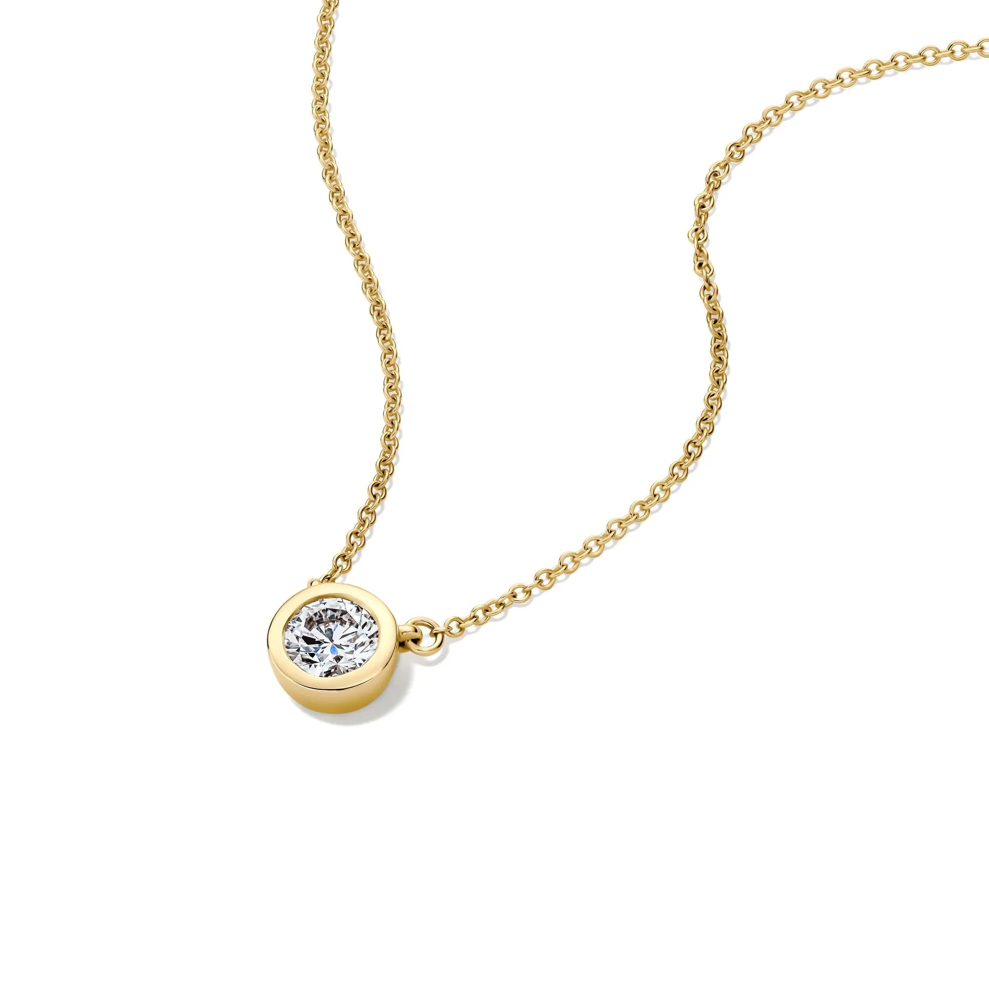 1/2 CT. Tw. Lab Grown Diamond Bezel-Set Solitaire Pendant Necklace 14K Yellow Gold Size 17" - Image 4