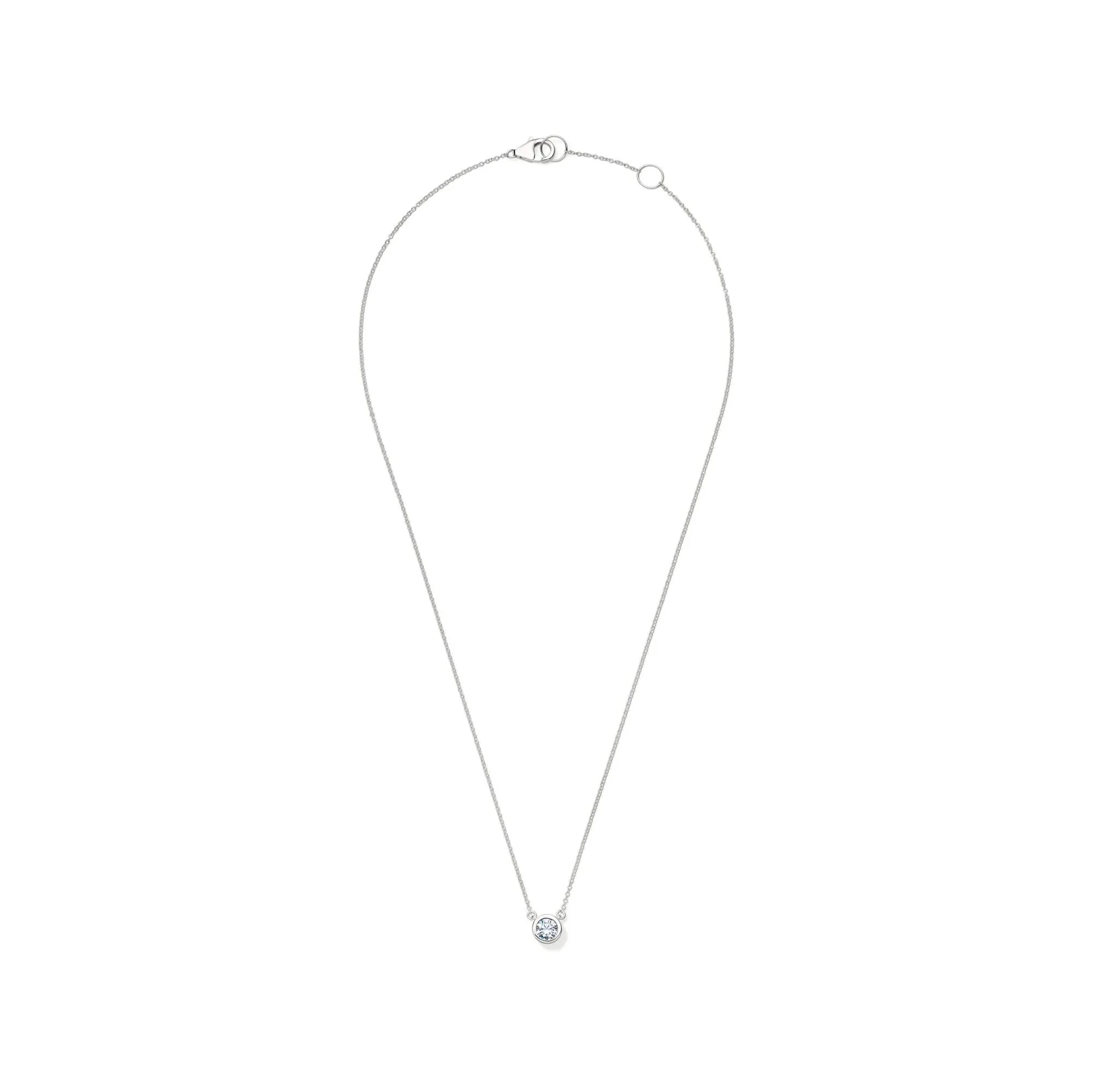 Lab Grown Diamond Bezel-Set Solitaire Pendant Necklace 14K White Gold (1/2ct. Tw.) Size 17" - Image 2