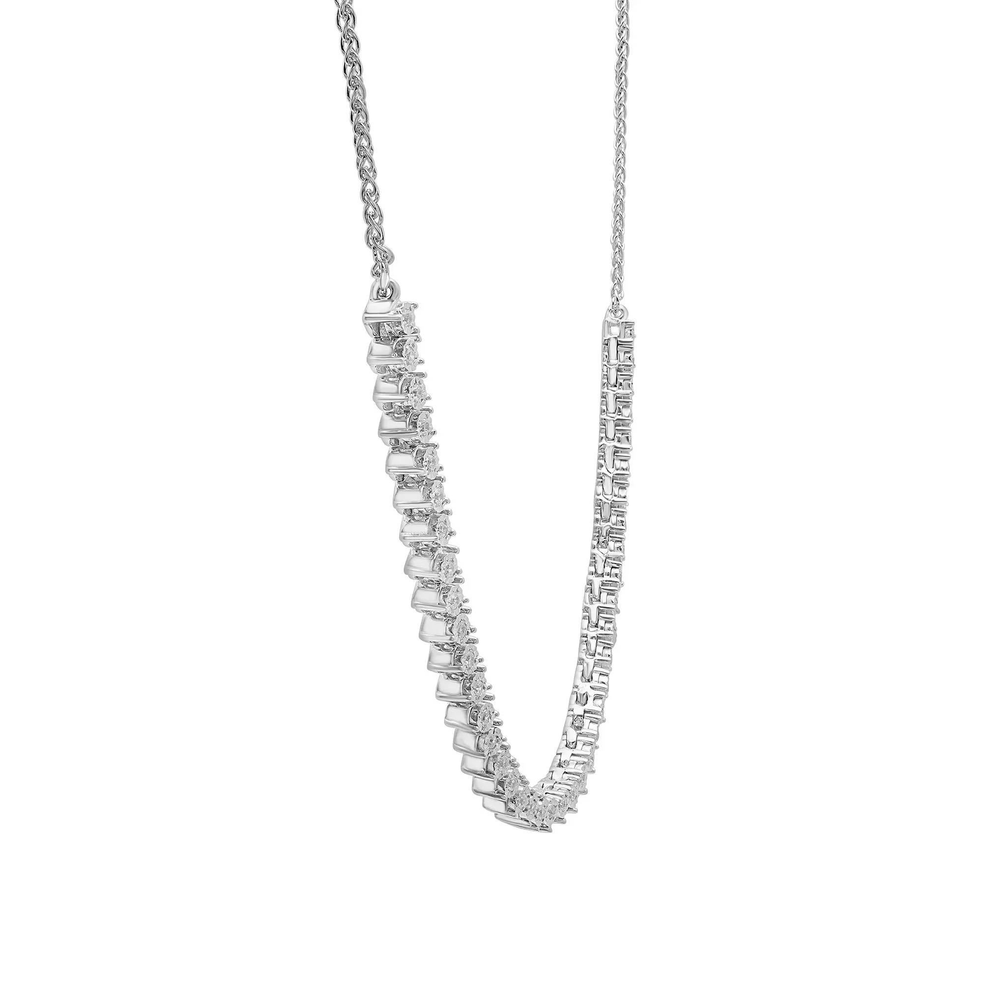 1/4 CT. Tw. Diamond Illusion Necklace .925 Sterling Silver White Size 18" - Image 3