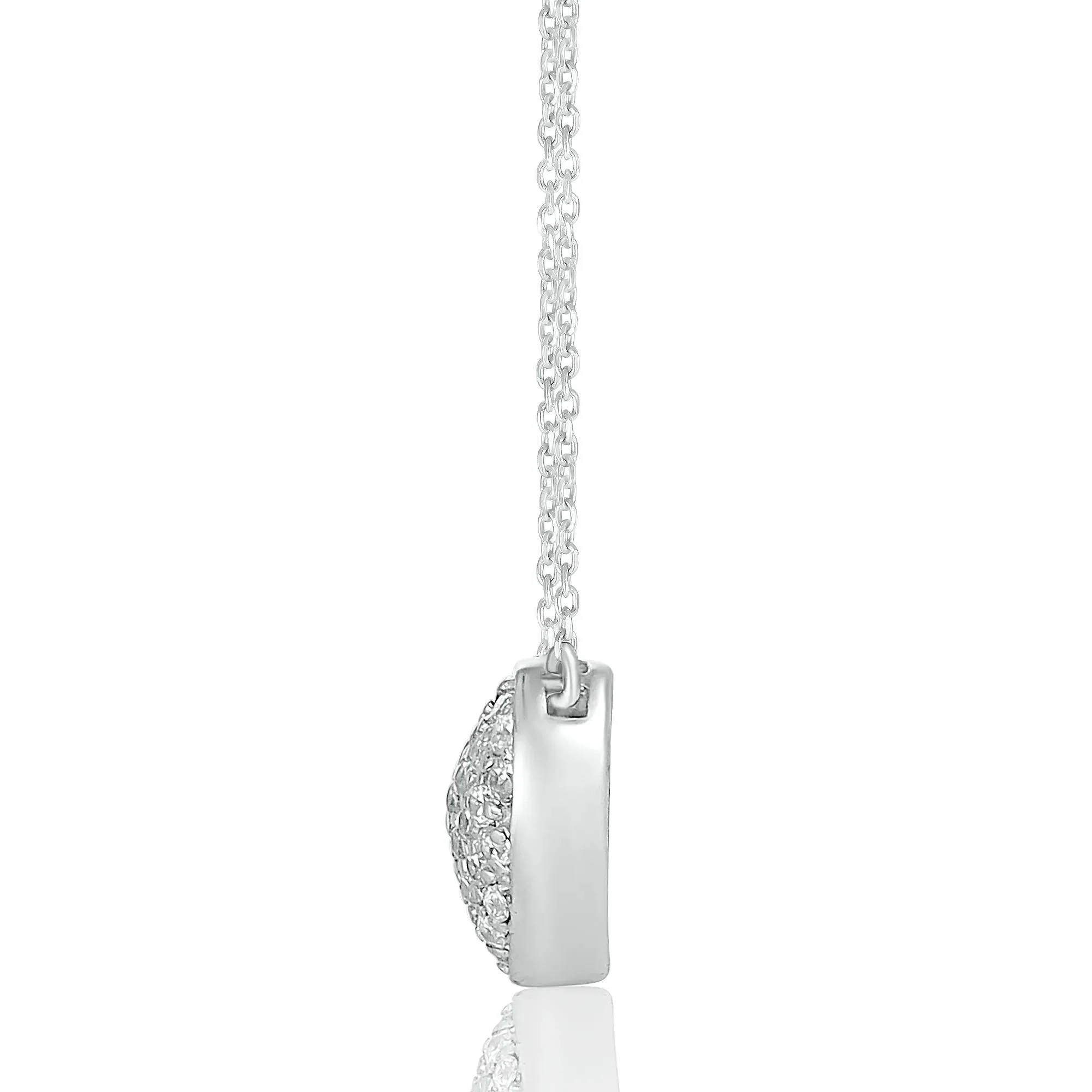 1/5 CT. Tw. Mini Pavé Puff Heart Pendant Necklace .925 Sterling Silver White Size 17.5" - Image 2
