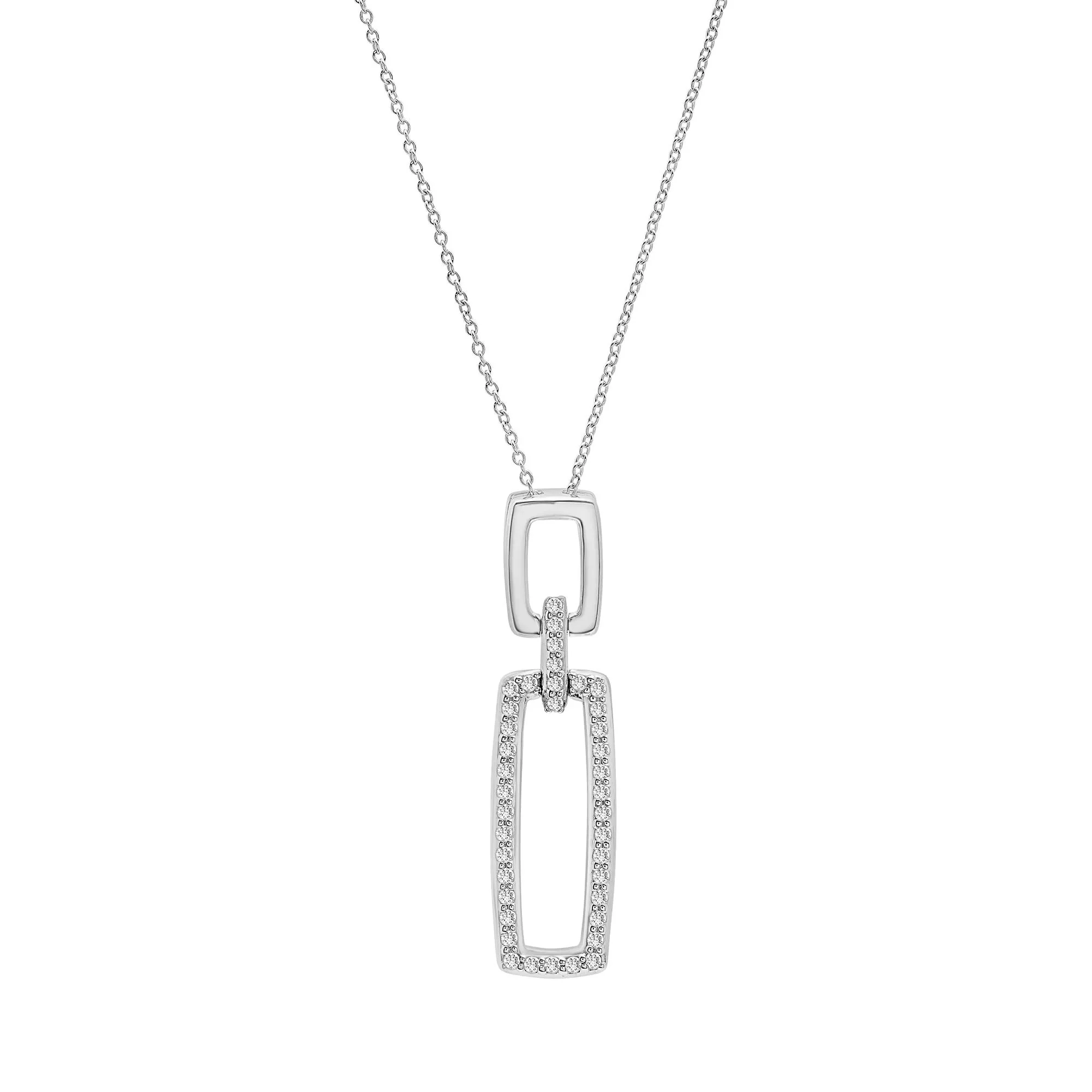 1/4 CT. Tw. Diamond Link Pendant Necklace .925 Sterling Silver White Size 18"