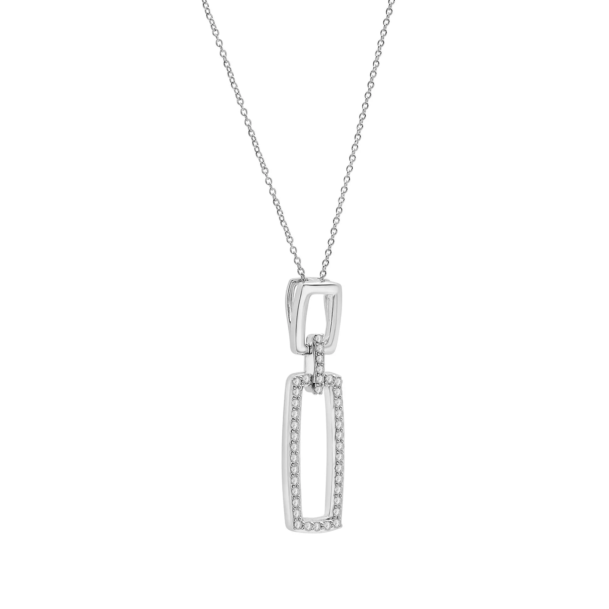 1/4 CT. Tw. Diamond Link Pendant Necklace .925 Sterling Silver White Size 18" - Image 2