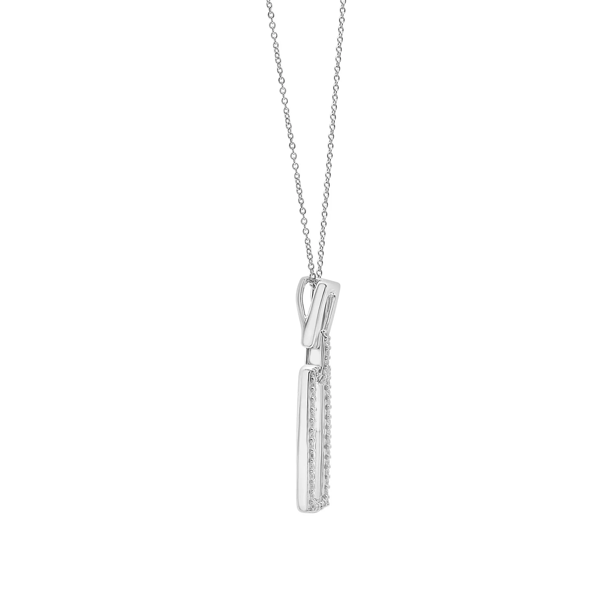 1/4 CT. Tw. Diamond Link Pendant Necklace .925 Sterling Silver White Size 18" - Image 3