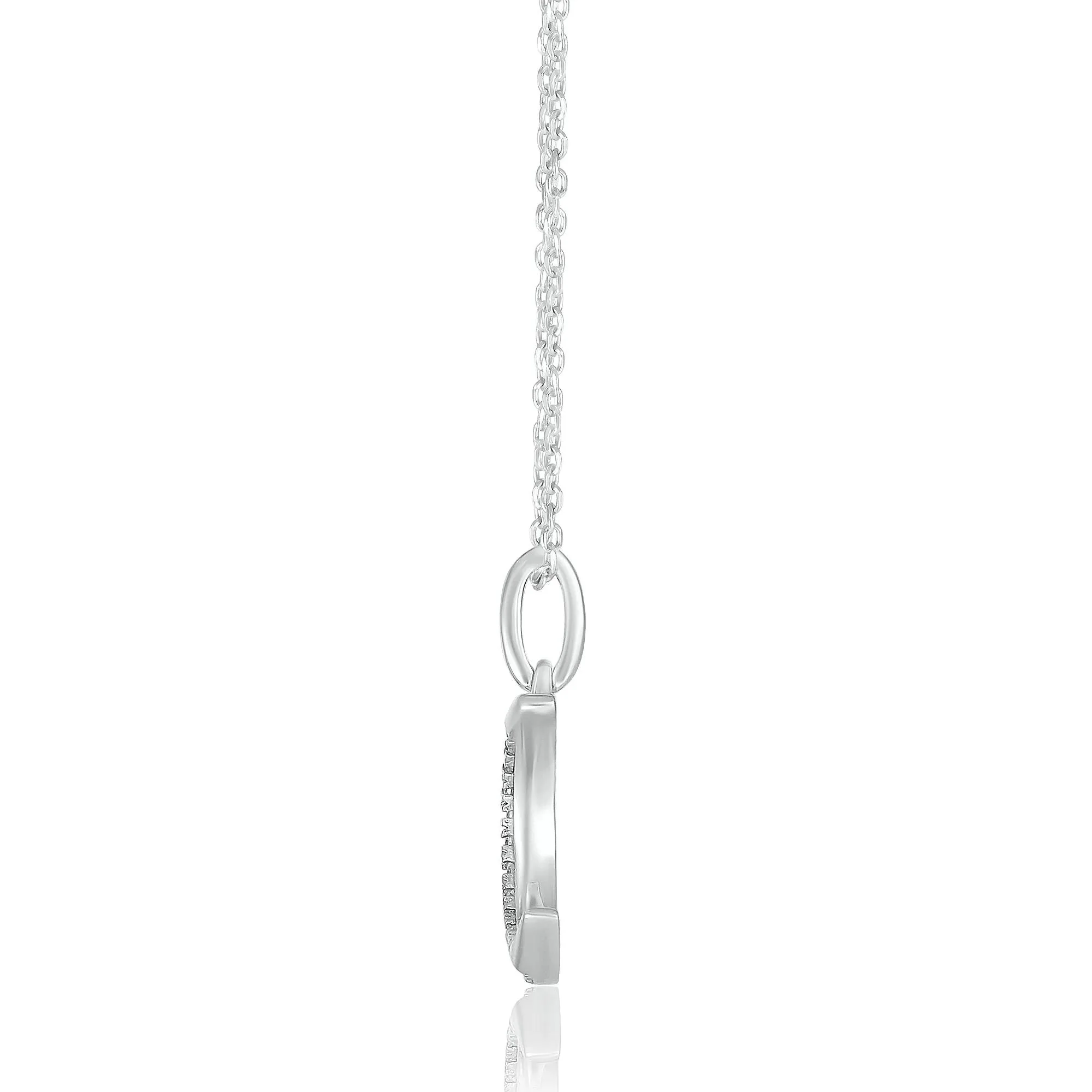 1/8 CT. Tw. Diamond Crescent Moon Pendant Necklace .925 Sterling Silver White Size 18" - Image 2