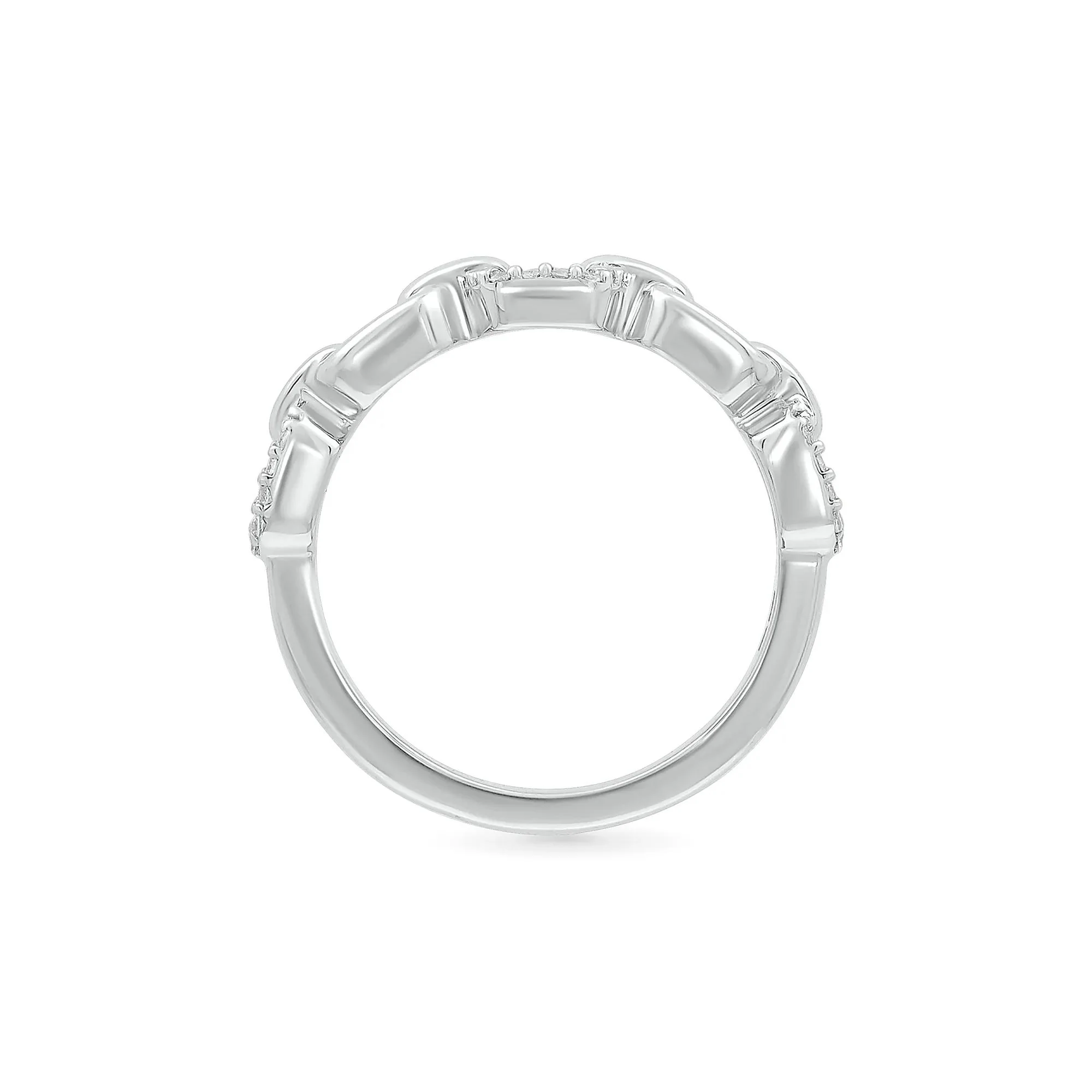 1/8 CT. Tw. Diamond Chain Link Band Ring .925 Sterling Silver White Size 9.5 - Image 2
