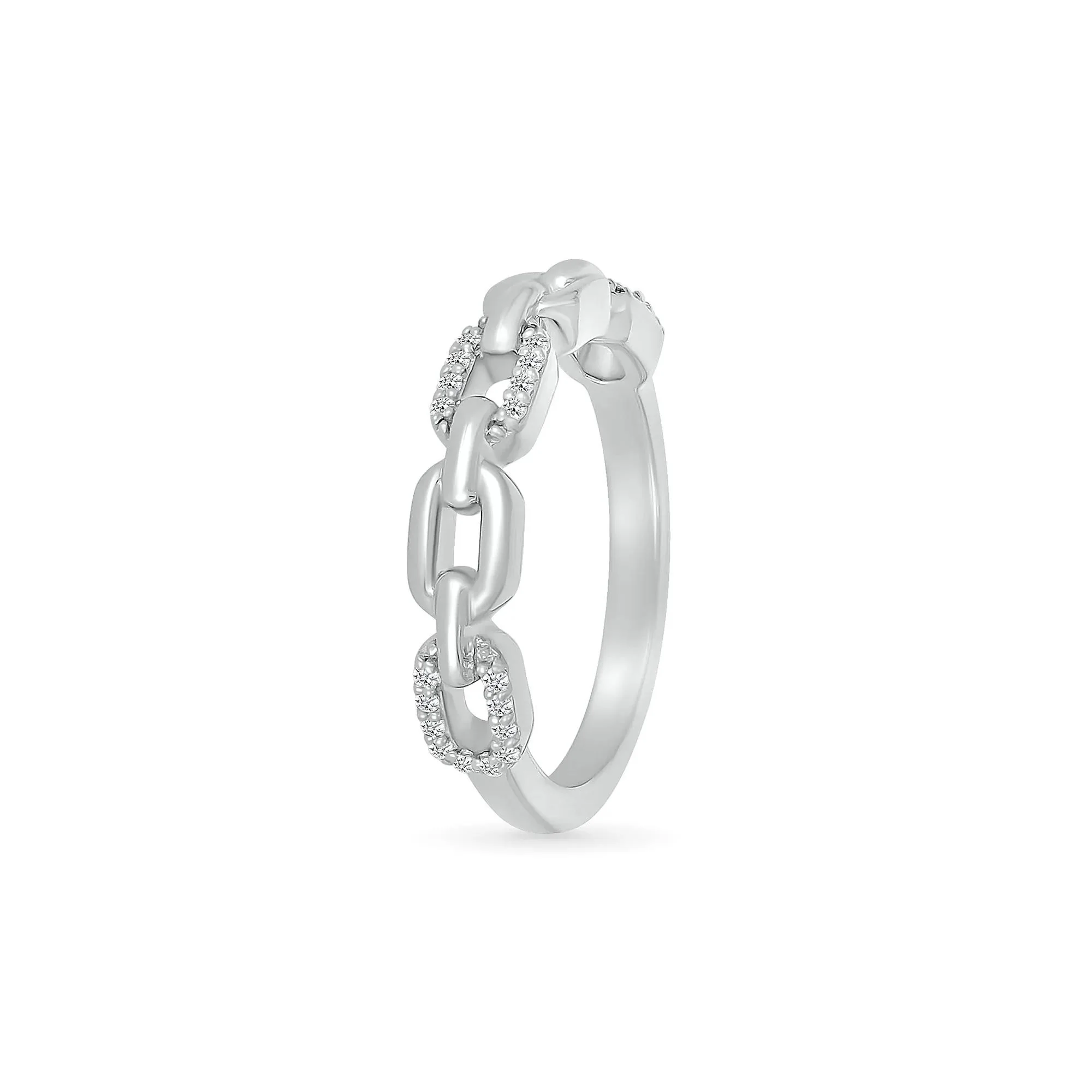 1/8 CT. Tw. Diamond Chain Link Band Ring .925 Sterling Silver White Size 9.5 - Image 5