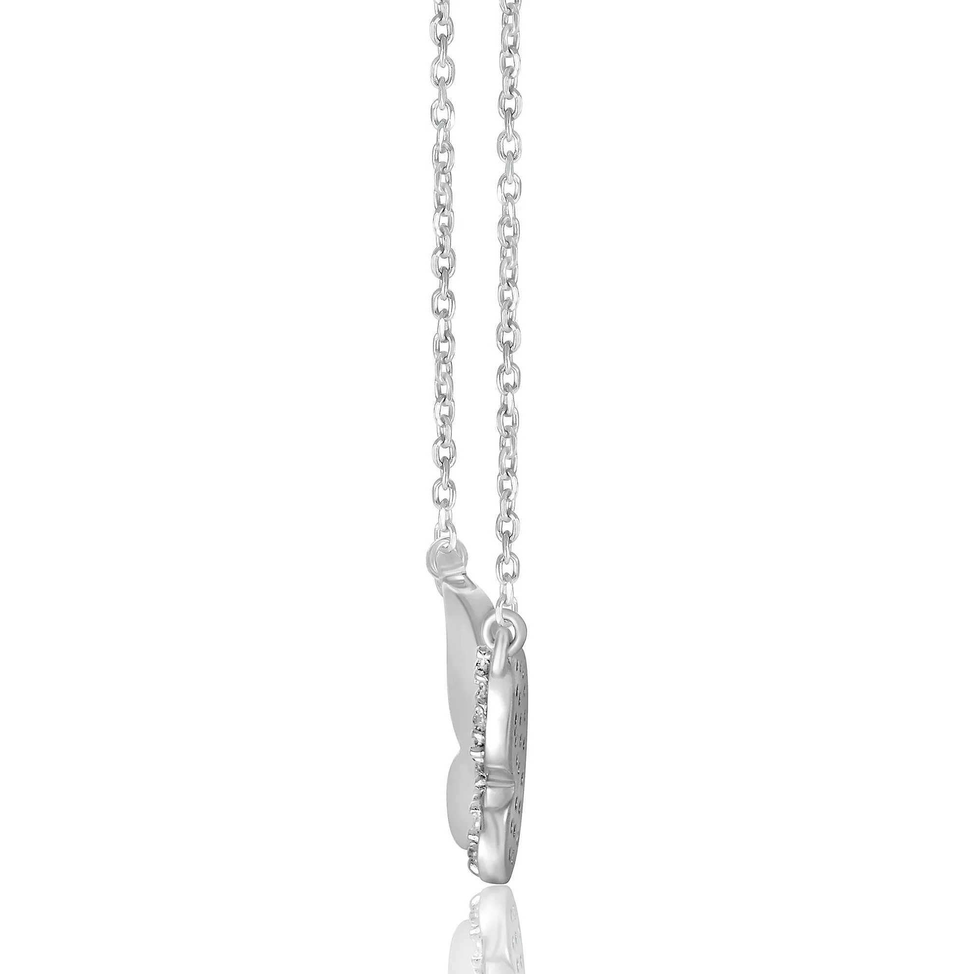 1/8 CT. Tw. Diamond Butterfly Pendant Necklace .925 Sterling Silver White Size 17.5" - Image 2