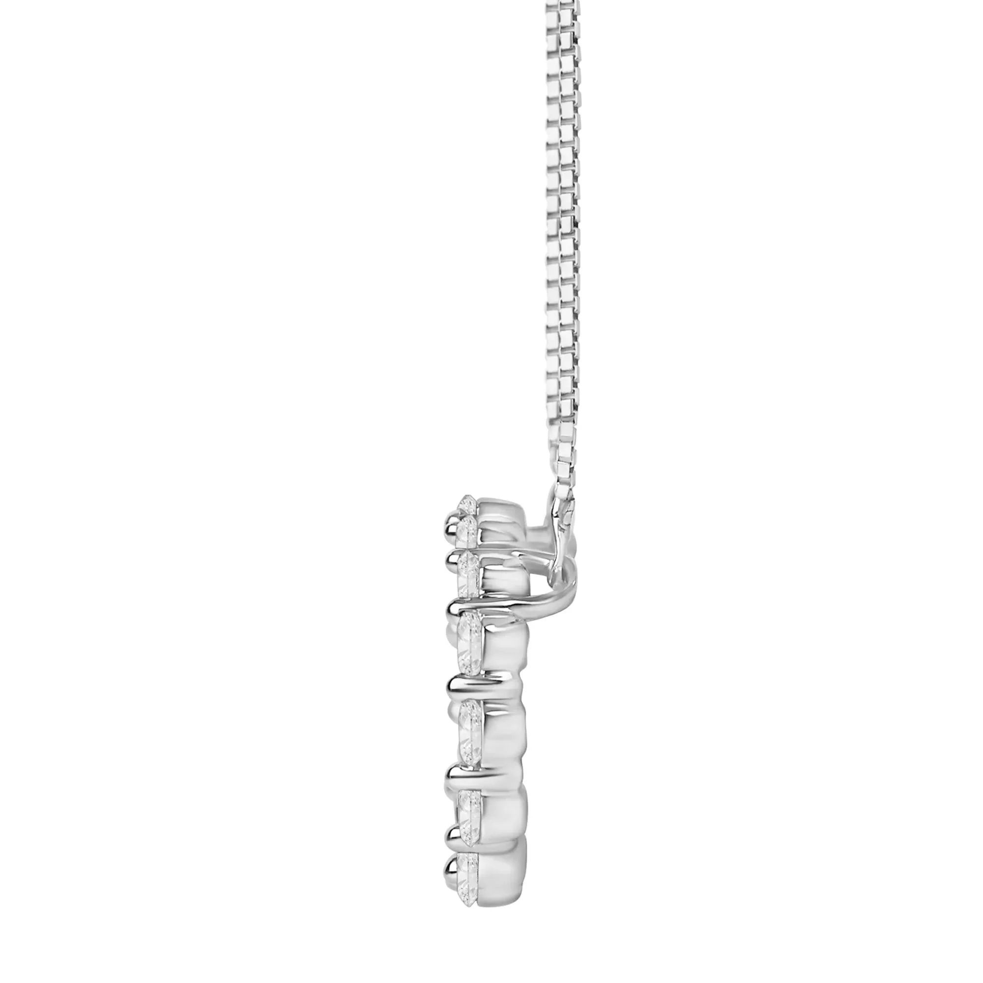 1/3 CT. Tw. Lab Grown Diamond Oval Pendant Necklace 14K White Gold Size 18" - Image 2