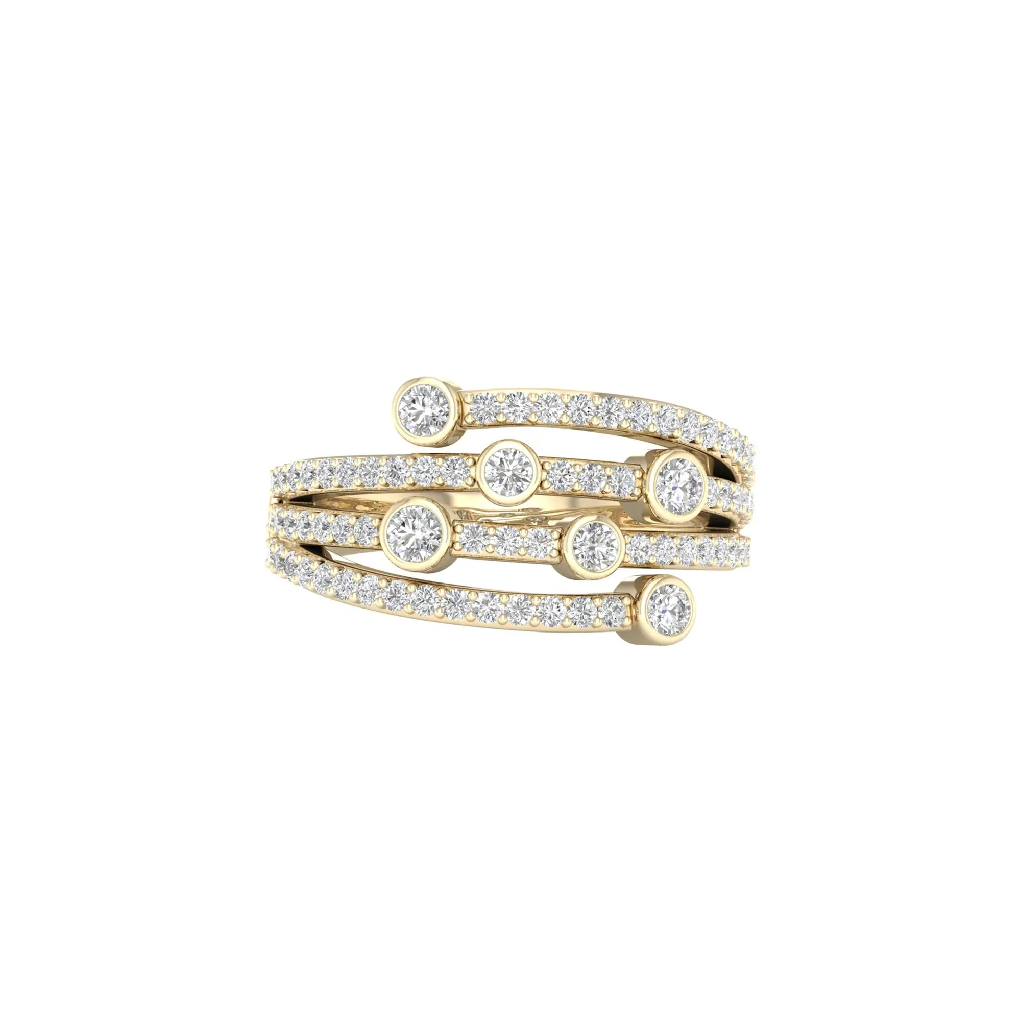 3/4 CT. Tw. Diamond Bezel Wrap Ring 10K Yellow Gold Size 7 2mm