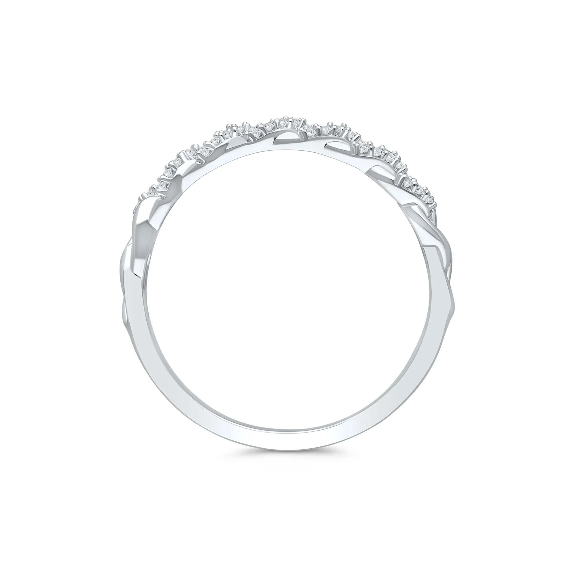 Diamond Accent Chain Link Band Ring .925 Sterling Silver White Size 6 - Image 2