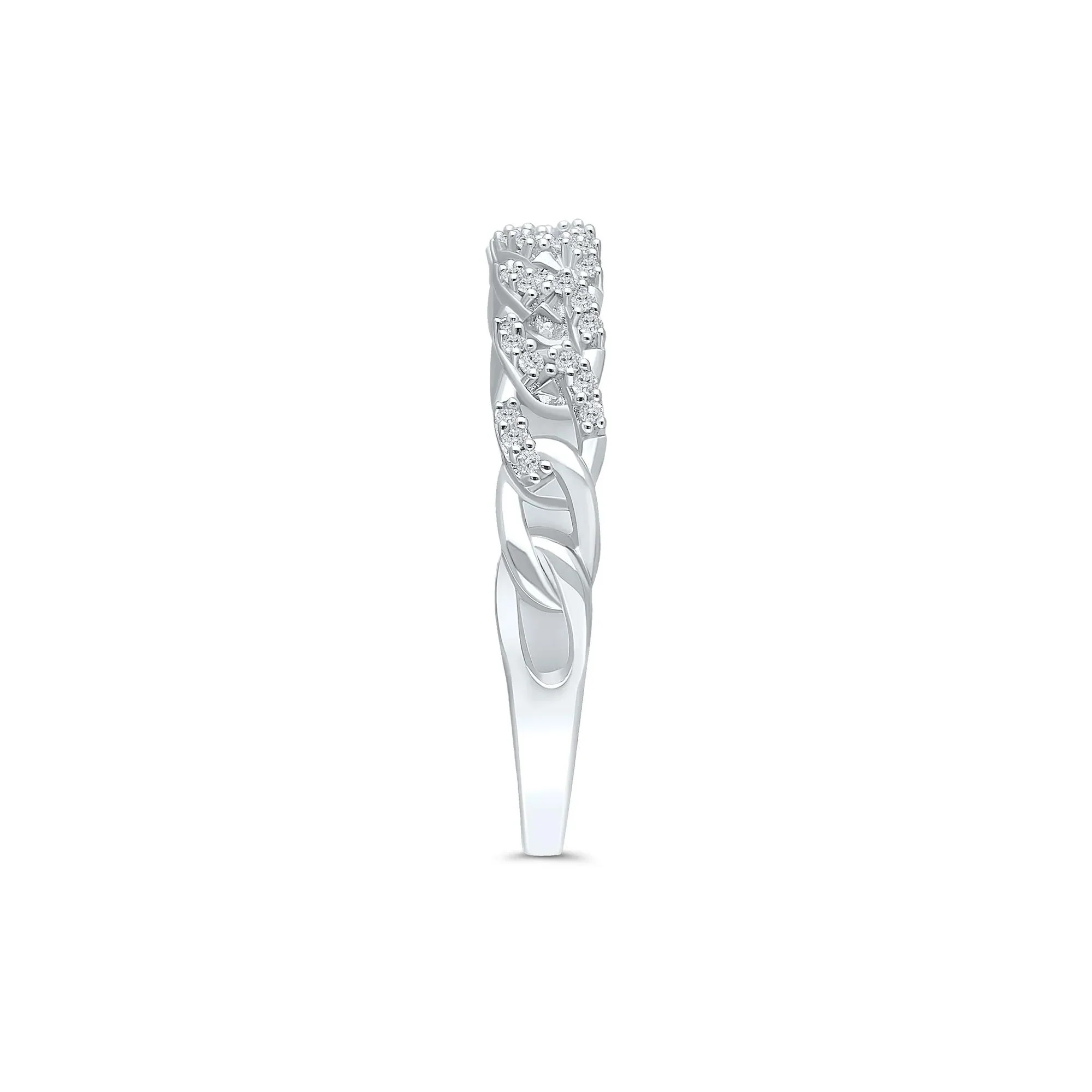 Diamond Accent Chain Link Band Ring .925 Sterling Silver White Size 8.5 - Image 3