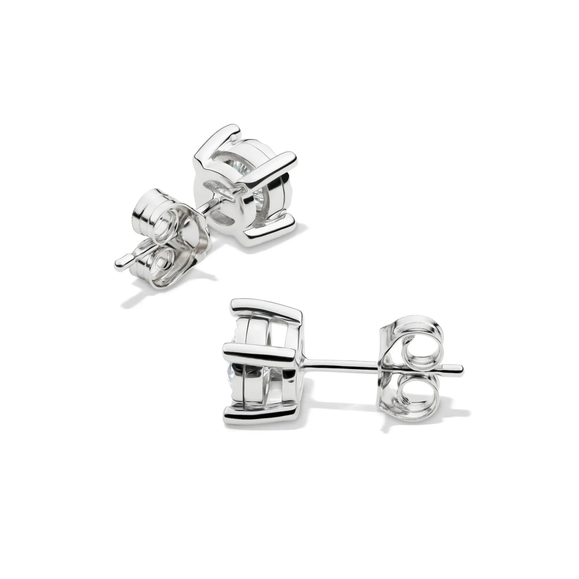 1/2 CT. Tw. Lab Grown Diamond Round Illusion Stud Earrings 10K White Gold Size 5.90mm - Image 2
