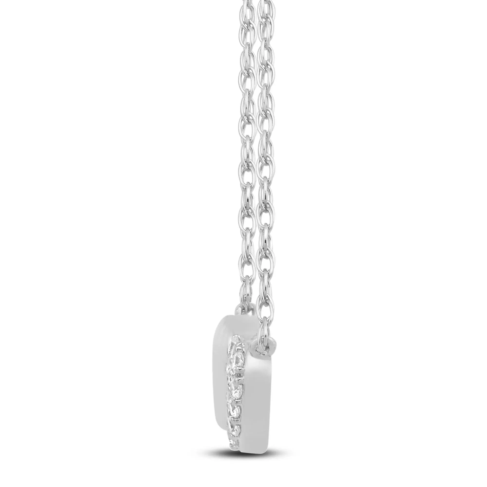 1/10 CT. Tw. Diamond Double Heart Necklace .925 Sterling Silver White Size 17.5" - Image 2