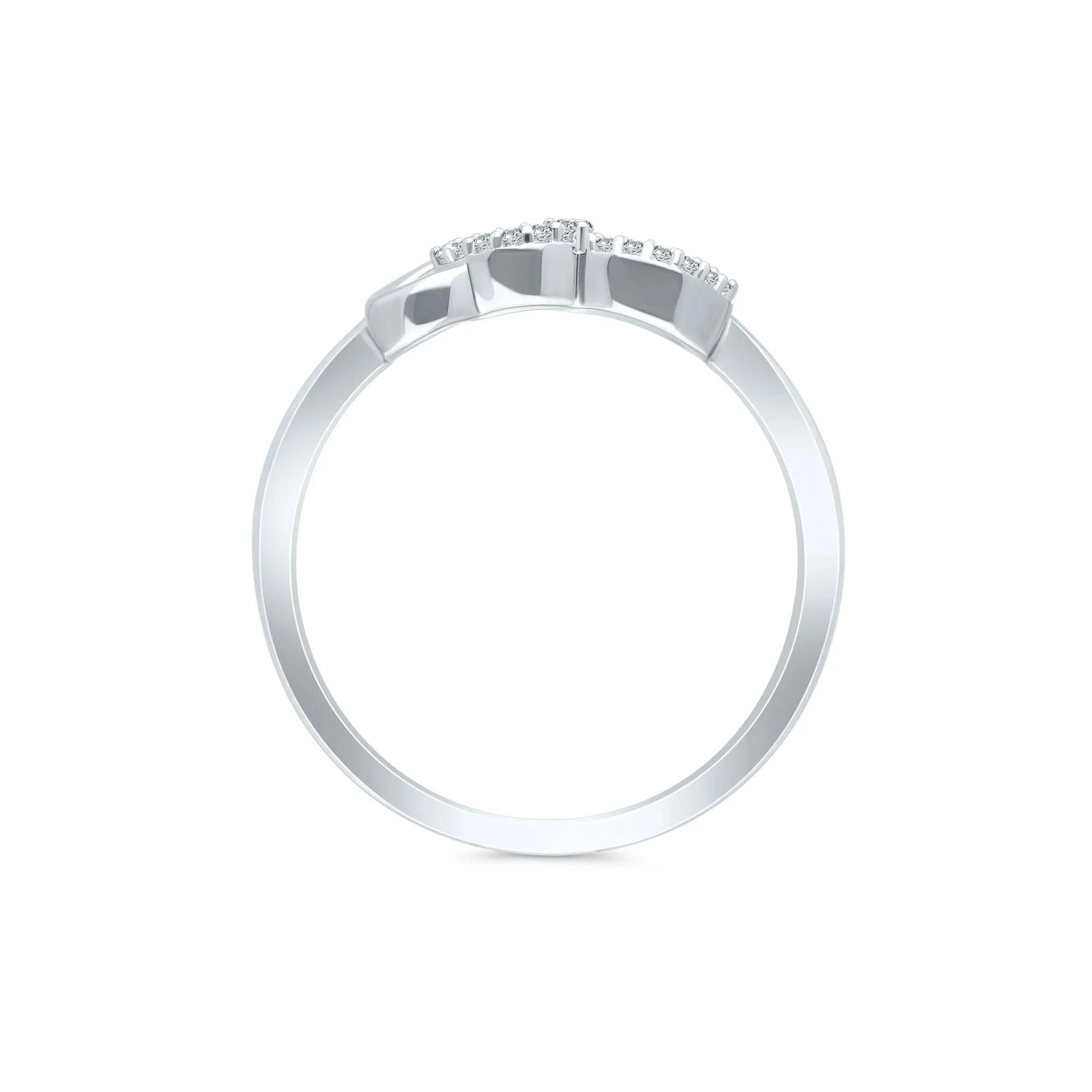 1/10 CT. Tw. Diamond Interlocking Heart Ring .925 Sterling Silver White Size 7 - Image 2