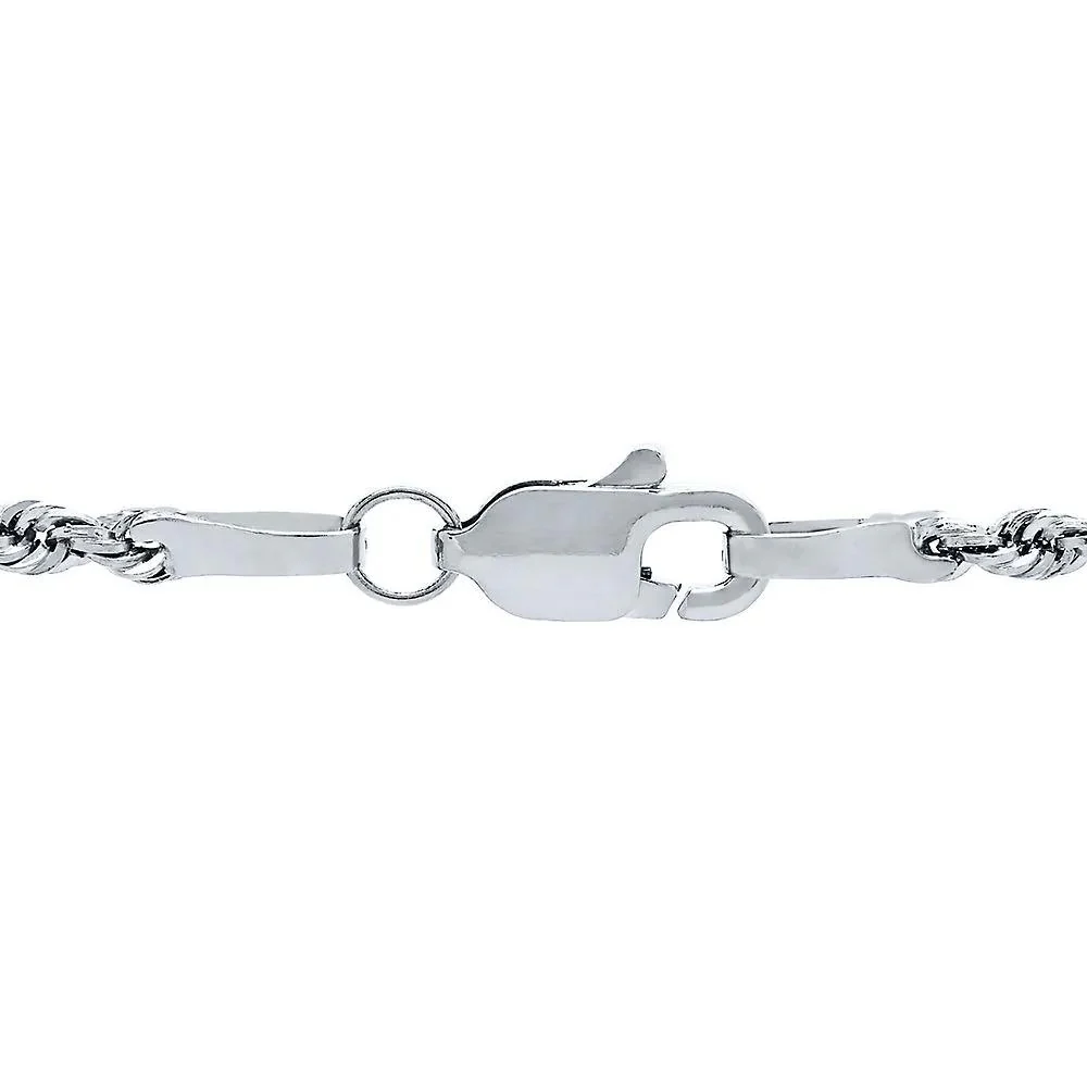 Hollow Rope Chain 14K White Gold Necklace Size 18" - Image 2