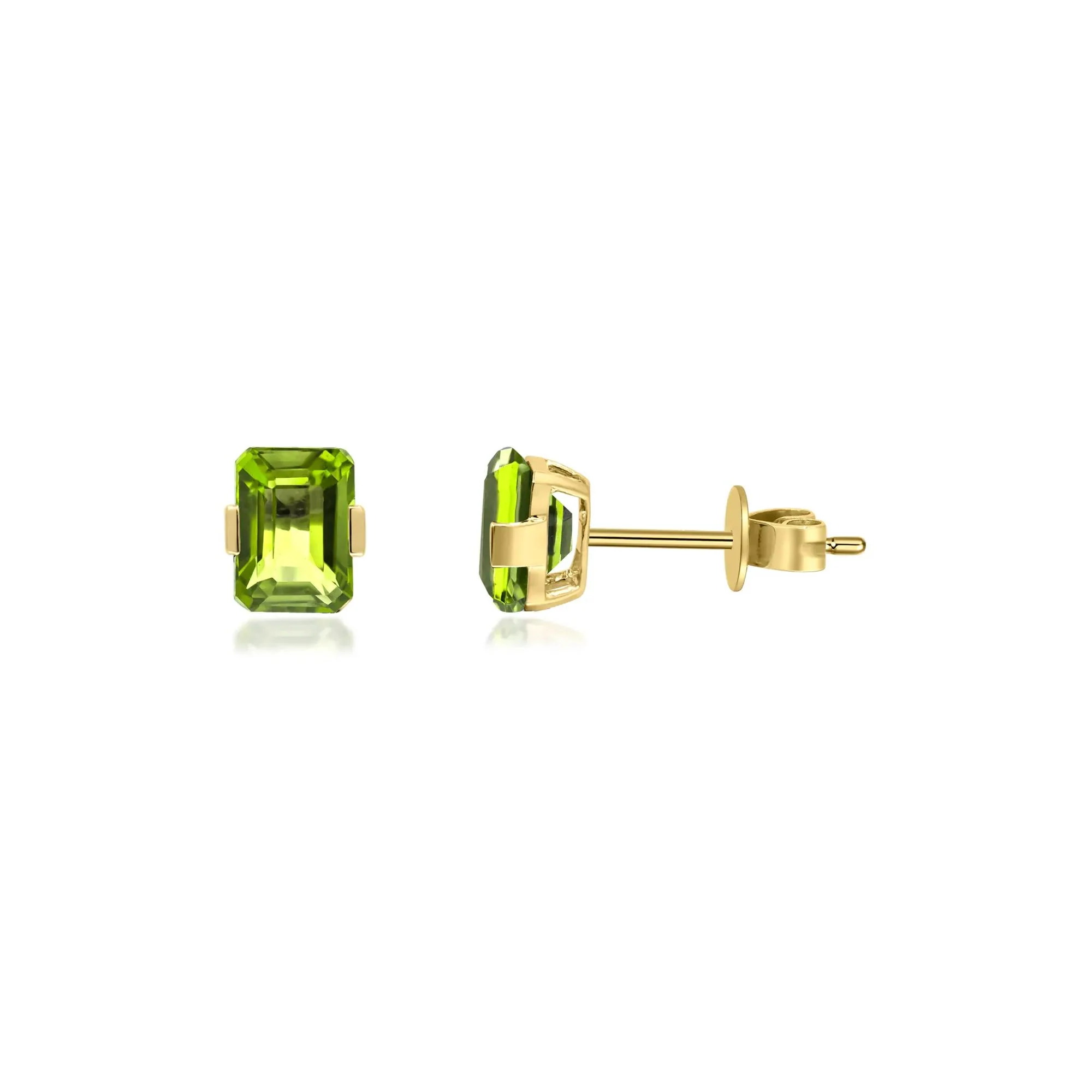 Tension-Set Peridot Earrings 10K Yellow Gold Size 5.50mm - Image 2