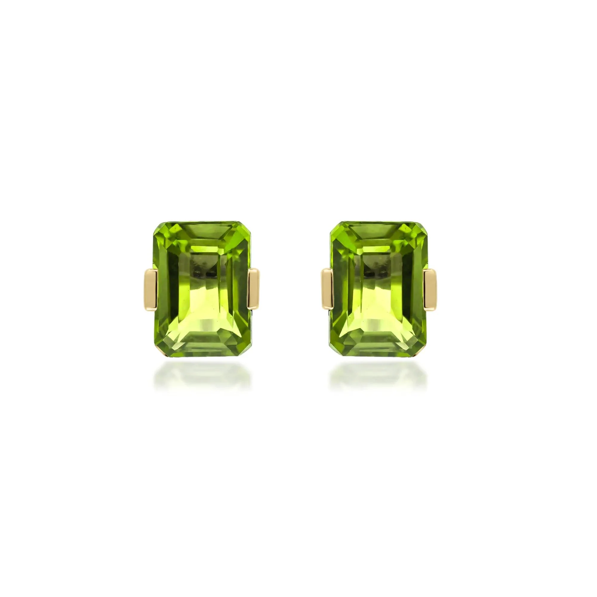 Tension-Set Peridot Earrings 10K Yellow Gold Size 5.50mm - Image 3