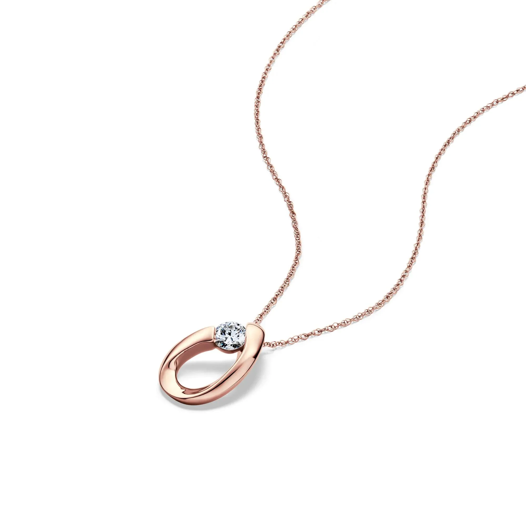 1/4 CT. Tw. Lab Grown Diamond Solitaire Pendant Necklace 14K Rose Gold Size 18" - Image 4