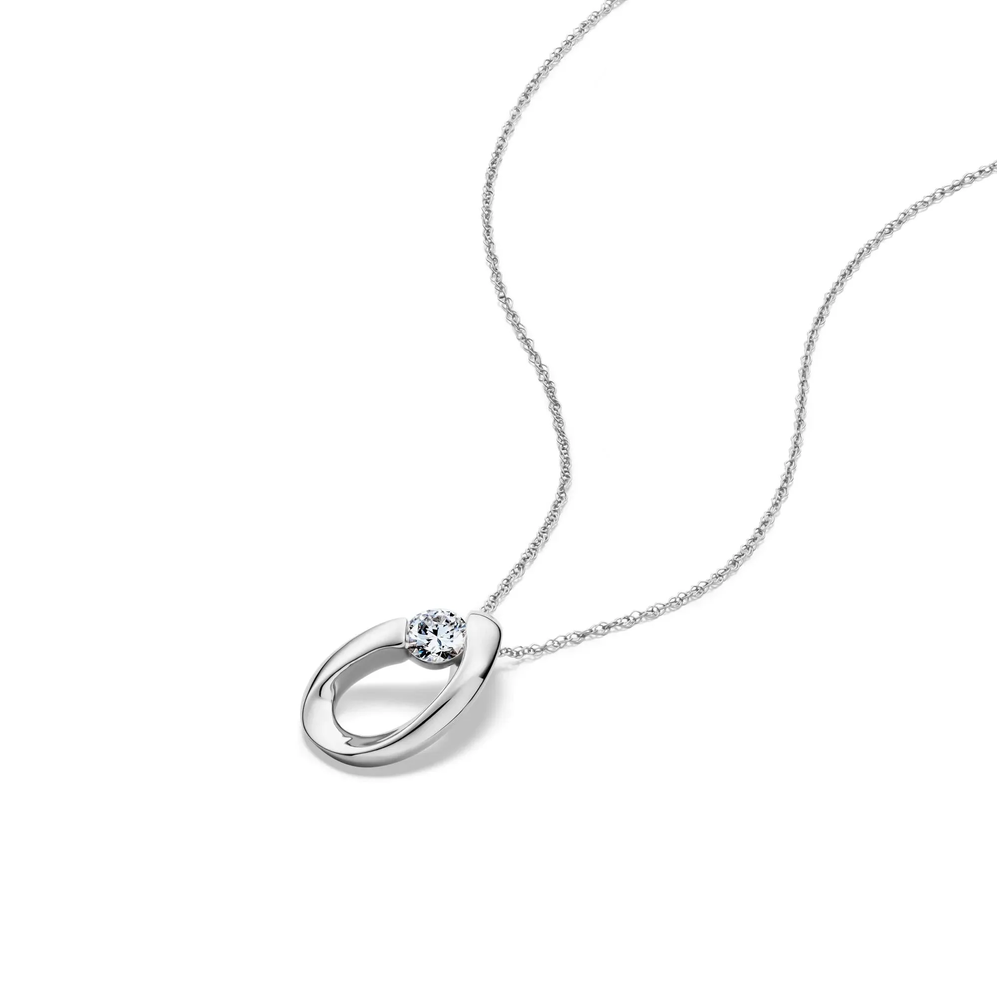 1/4 CT. Tw. Lab Grown Diamond Solitaire Pendant Necklace 14K White Gold Size 18" - Image 3